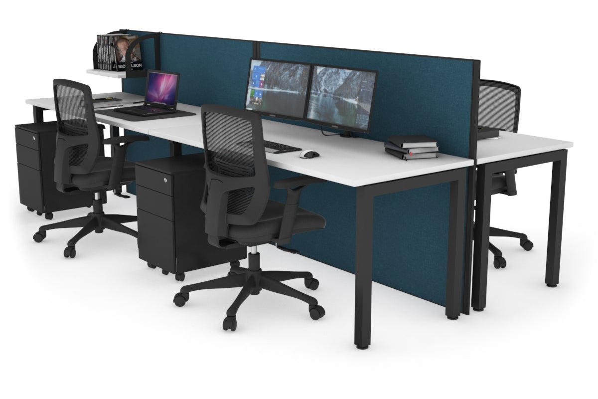 Horizon Quadro 4-Person Office Workstation Bench with Square Legs - 1600L x 700W Dimensions - Perfect for Collaborative Workspaces, Conference Rooms & Open Office Layouts