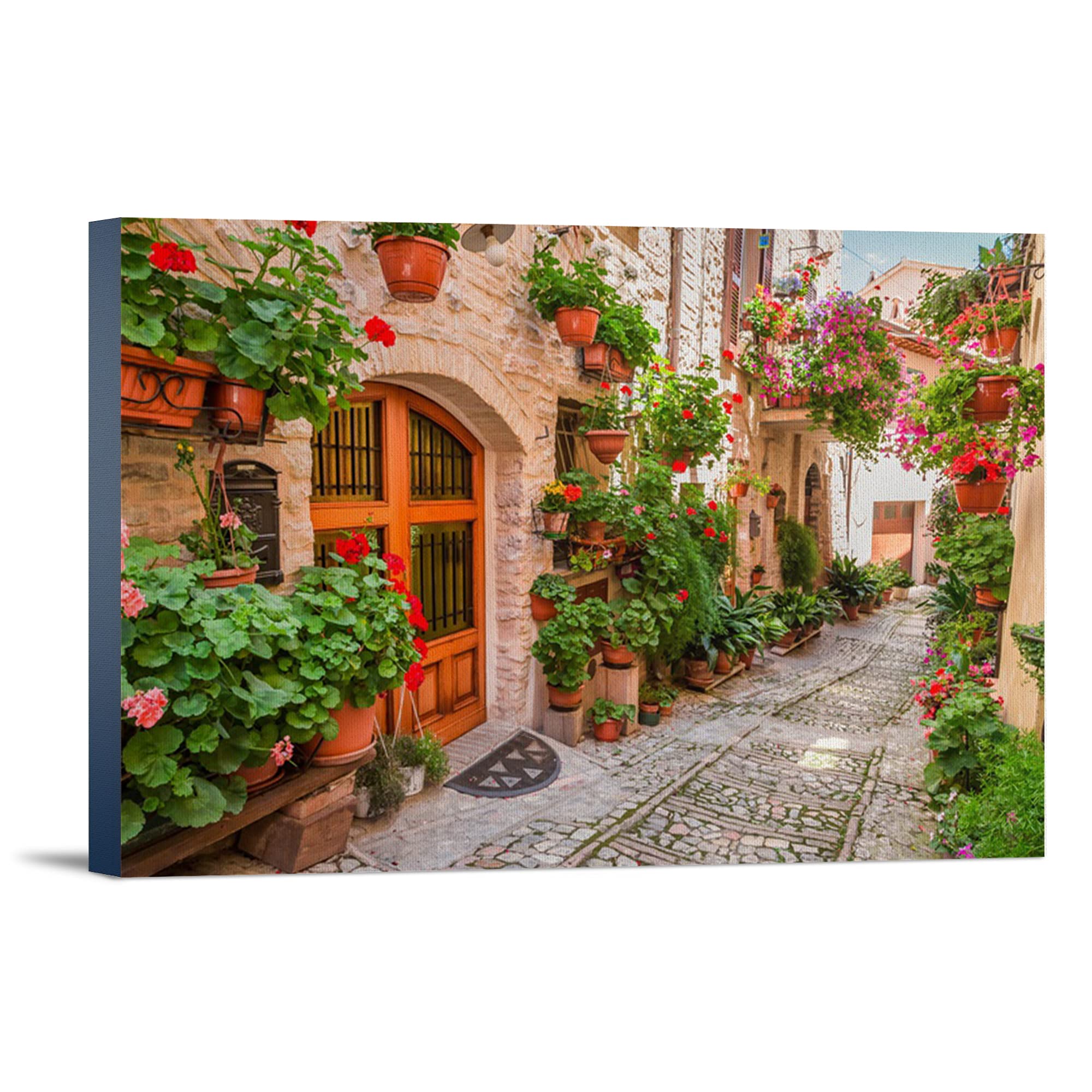 Lantern Press Umbria Italy Street Scene - Small Italian Town Photography A-91554 - 24x36 Wrapped Canvas Wall Art - Perfect for Living Room, Bedroom & Office Decor