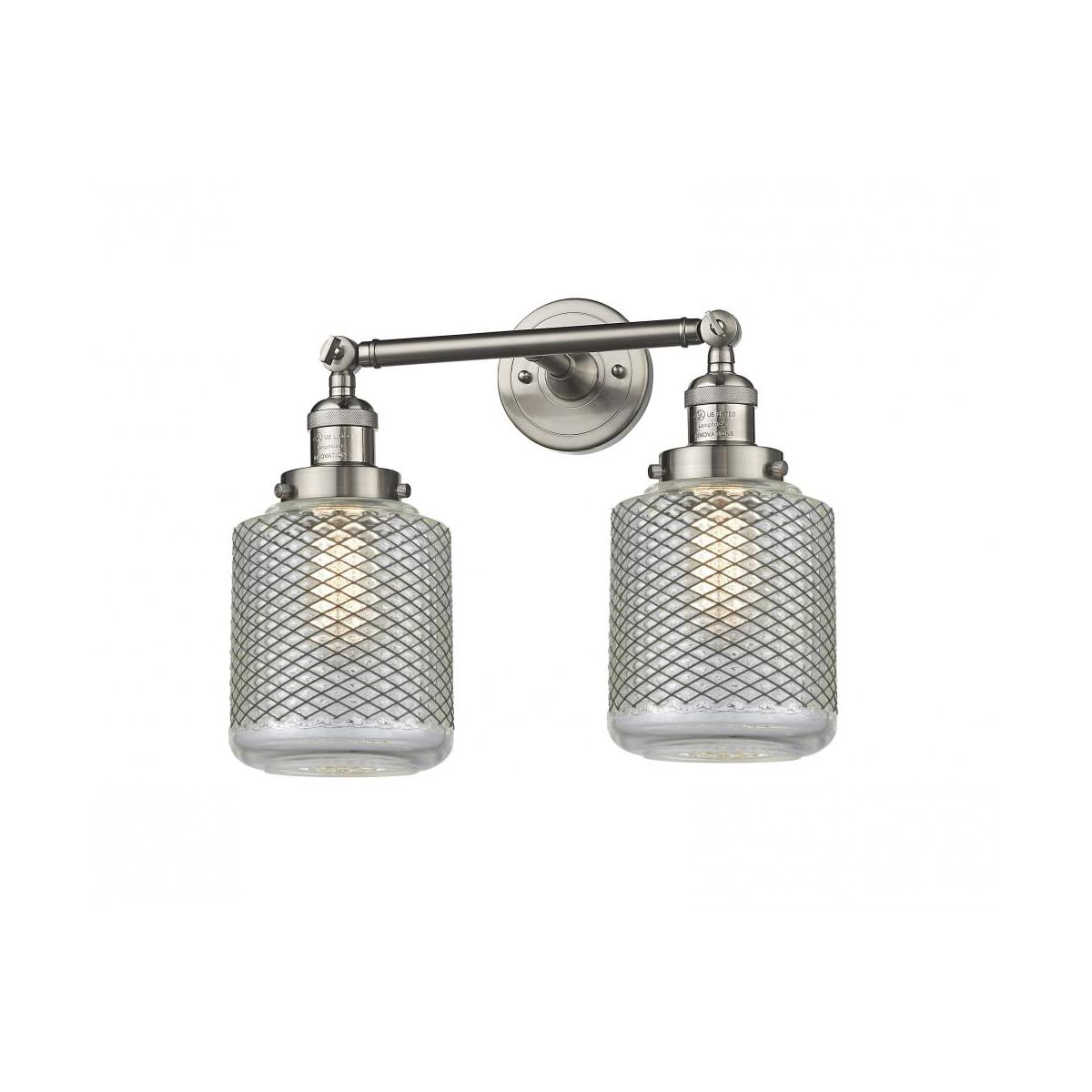 Innovations 208-SN-G262-LED 2-Light Vintage Style Dimmable LED Bathroom Vanity Light Fixture in Brushed Satin Nickel - Perfect for Bathroom Makeovers, Powder Rooms & Spa-Like Retreats