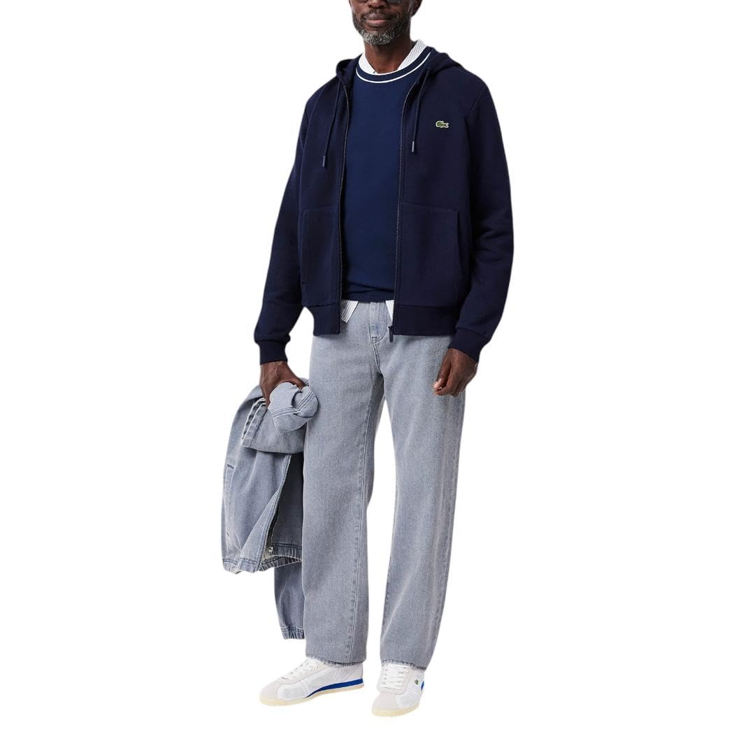 Lacoste Men's Long Sleeve Solid Full Zip Hoodie - Casual Wear, Gym, Outdoor Activities