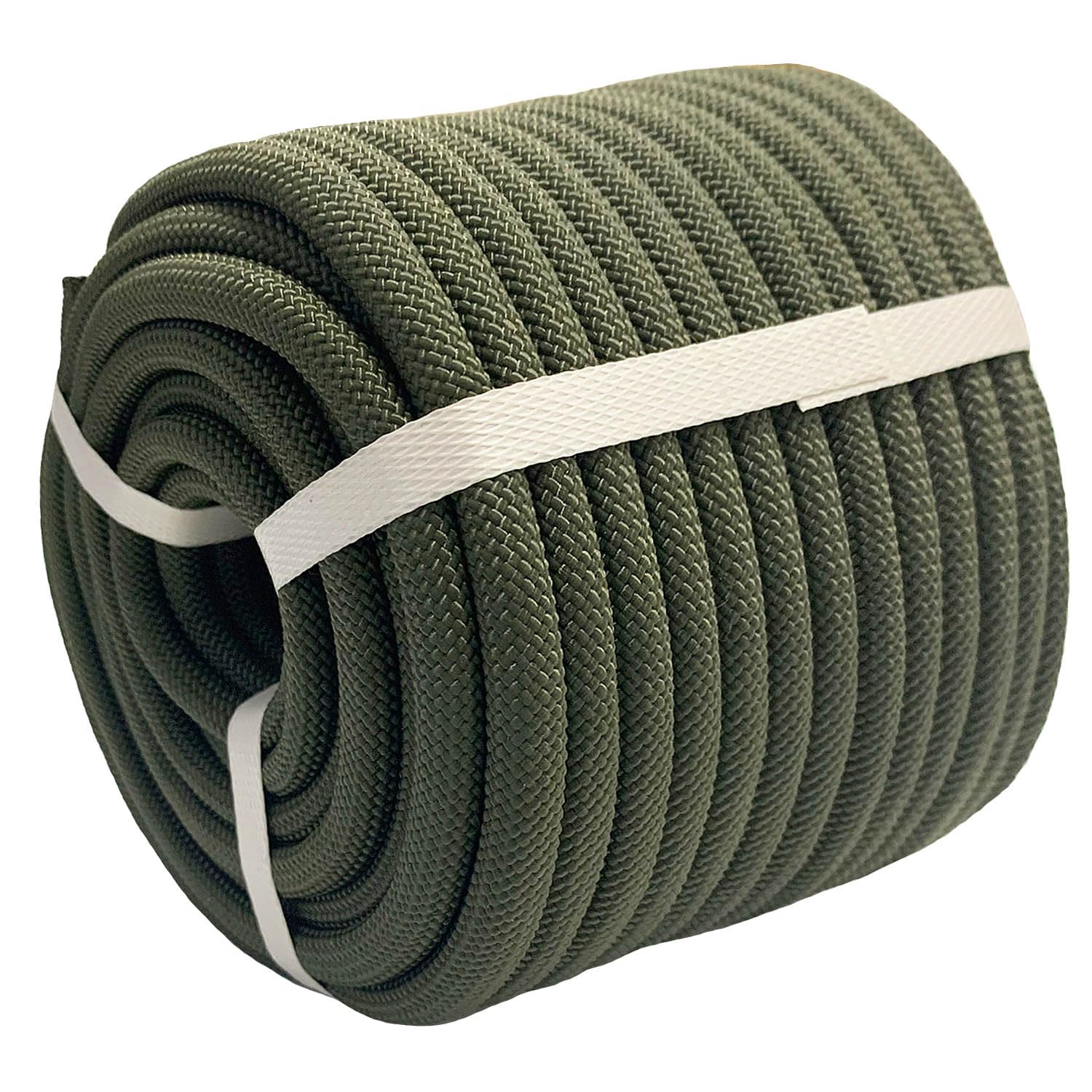 Premium Braided Polyester Arborist Rope - Heavy Duty Outdoor Climbing Rope for Rock Climbing, Hiking, Camping & Tree Swing - Army Green - Ideal for Adventure Sports, Survival Training & Backyard Activities