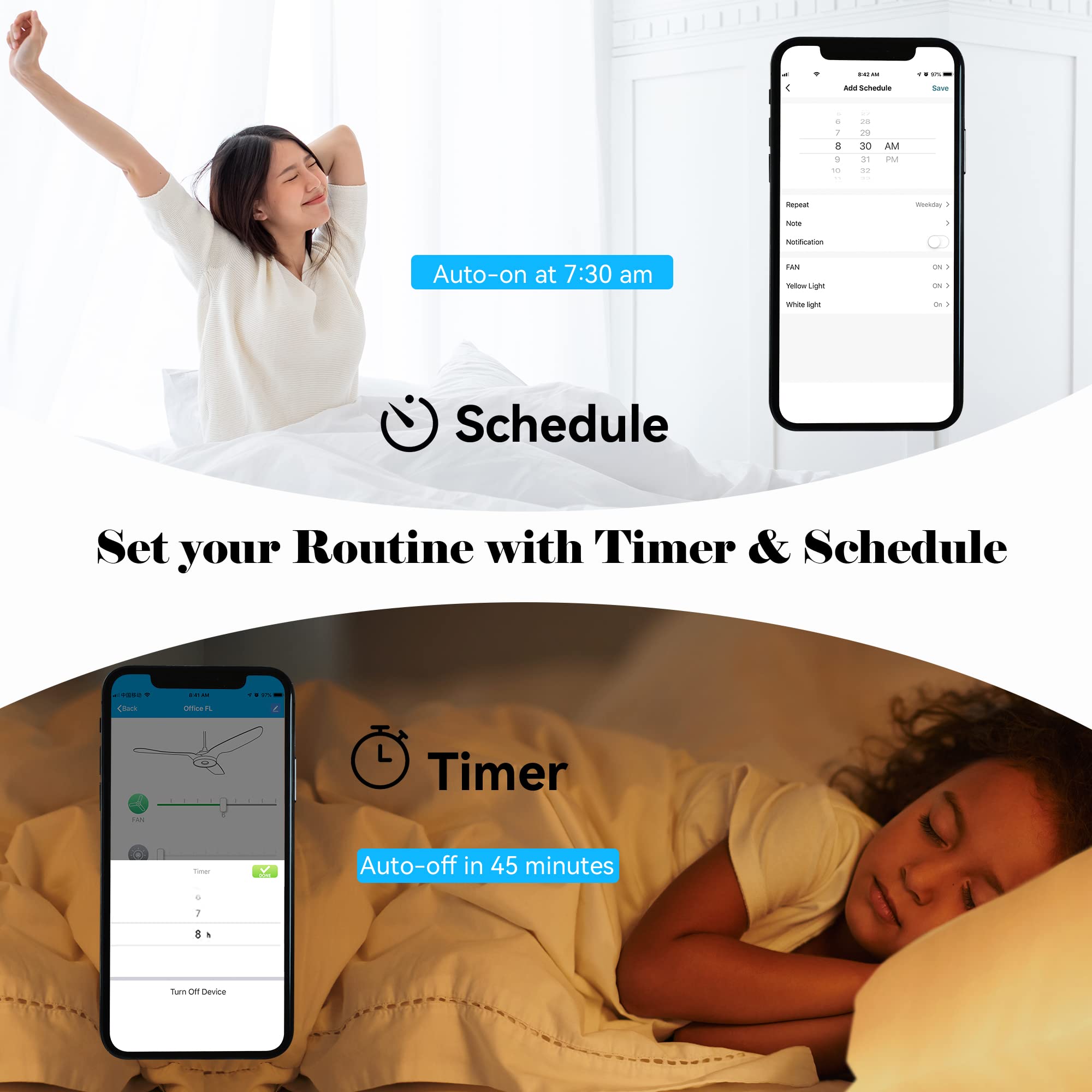 Smart WiFi Ceiling Fan with Dimmable LED Light & Remote Control - 56 Inch Outdoor DC Fan, 10 Speed Settings, Alexa/Google Home/Siri/APP Compatible, Timer & Scheduling Function (Dark Walnut) - Perfect for Living Room, Bedroom, Patio & Outdoor Spaces
