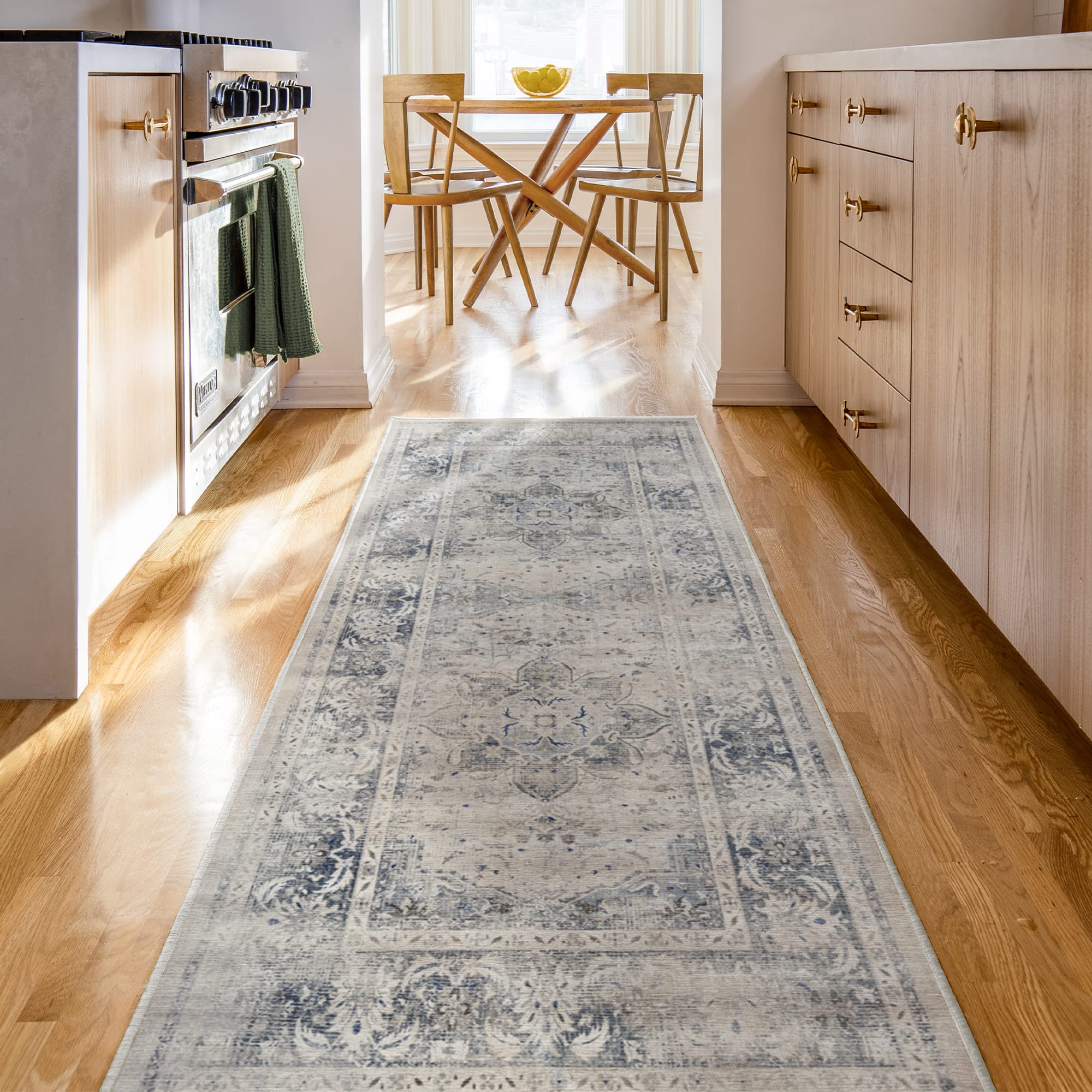 Ruggable Washable 2x10 Runner Rug - Sarrah Blue Quartz | Non-Slip Premium Rug for Hallway, Kitchen, Entryway, Living Room, Bedroom & Office | Perfect for High-Traffic Areas & Pet-Friendly Homes