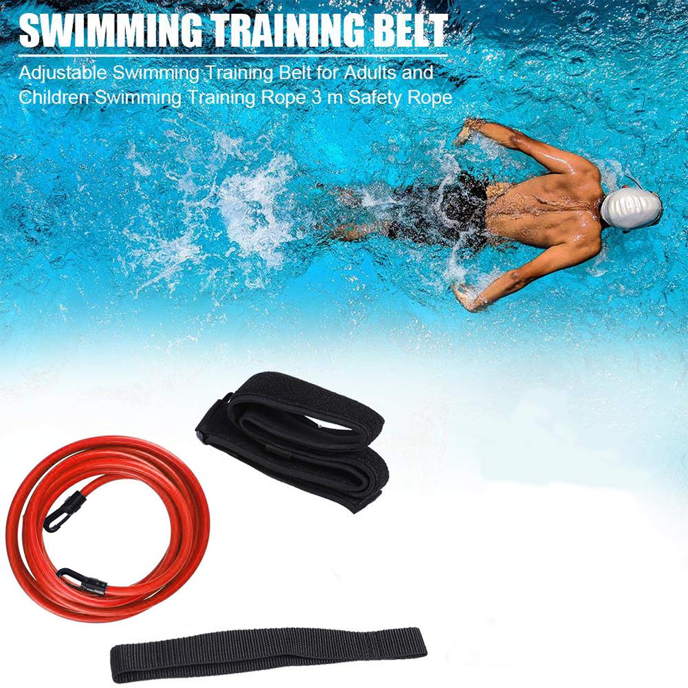 **Swim Training Belt with Bungee Cords & Resistance Bands - Adjustable Static Swimming Belt for Adults & Kids - Includes Mesh Carry Bag - Perfect for Pool Workouts, Water Aerobics & Swim Training**