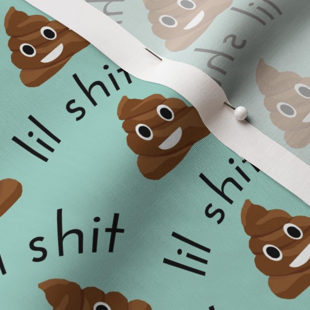 Green Brown Poop Stool Printed Cotton Poplin Fabric - Cute Funny Bathroom Humor Toilet Mint Design for Sewing, Quilting, Dresses & Crafts | Perfect for DIY Home Decor, Funny Gifts & Quirky Apparel