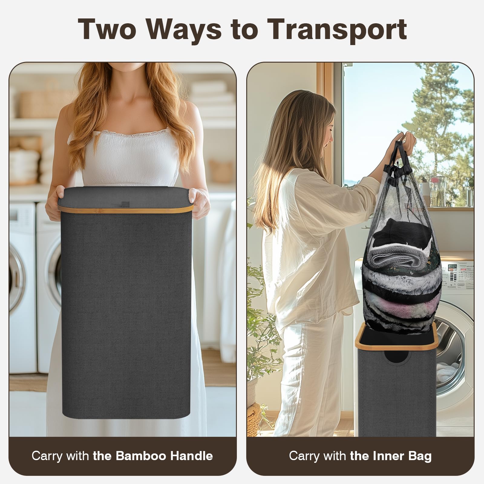 120L Large Collapsible Laundry Hamper with Lid - Dark Grey Laundry Basket for Dirty Clothes | Space-Saving Storage Solution for Small Spaces, Bedroom, Bathroom & Laundry Room | Perfect for Home Organization & College Dorm Essentials