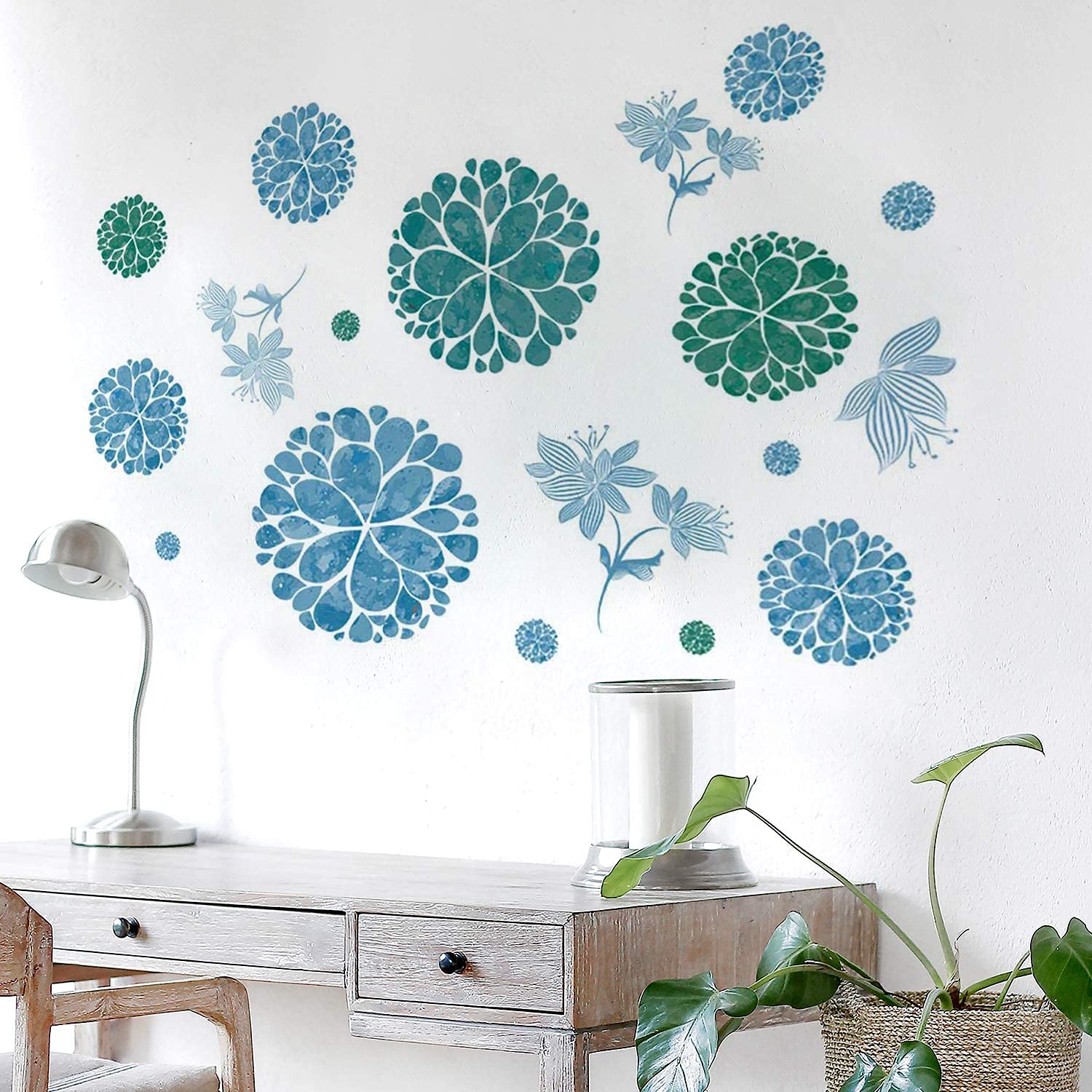 3D Blue Hydrangea Peel and Stick Wall Decal - Removable Flower Wall Sticker for DIY Home Decor | Girls Bedroom, Nursery, Living Room & Bathroom Wall Art | Perfect for Teens Room, Kids Room and Home Decoration