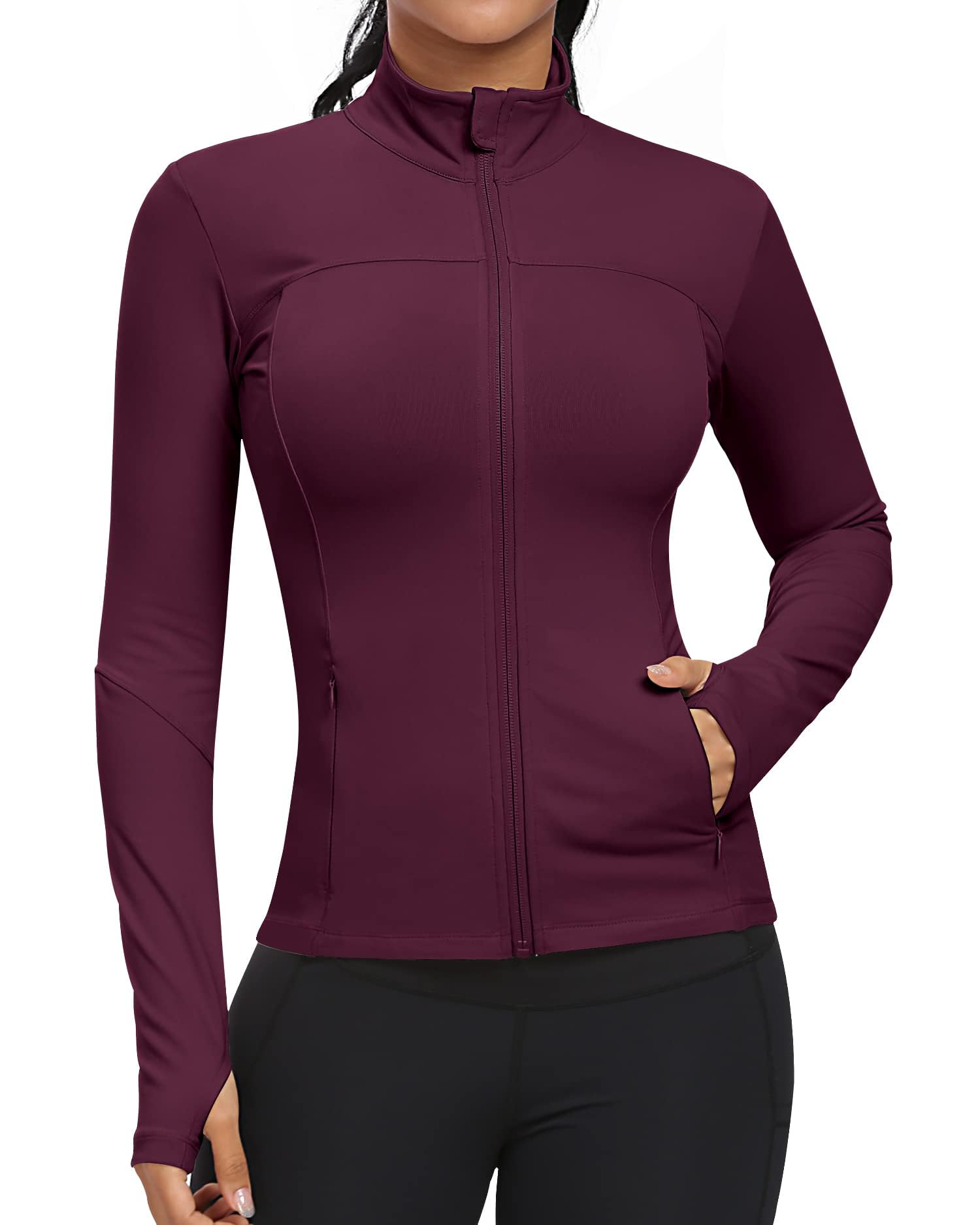GYM RAINBOW Women's Lightweight Full Zip Workout Jacket - Slim Fit Athletic Running Sports Track Jacket with Pockets for Gym, Yoga & Outdoor Activities