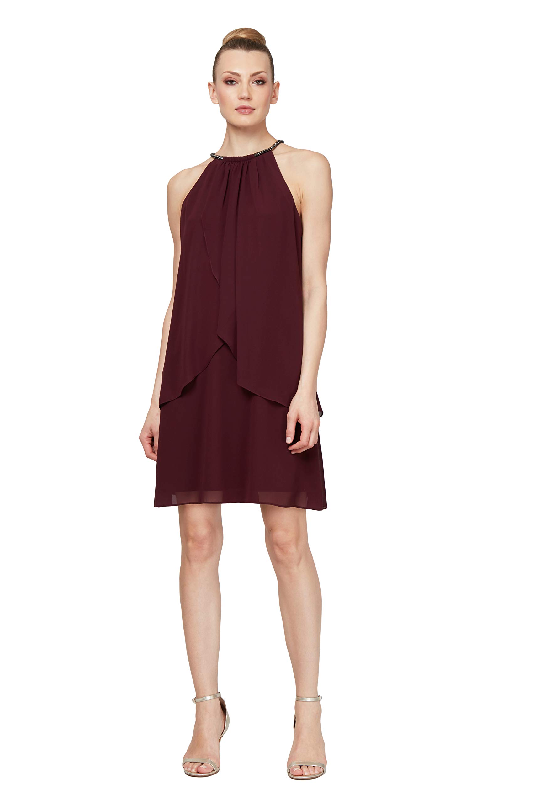 Elegant Beaded Halter Neck Cocktail Dress for Women - Wedding Guest & Party Gown (Petite/Regular Sizes) | Perfect for Evening Events, Formal Occasions & Special Celebrations