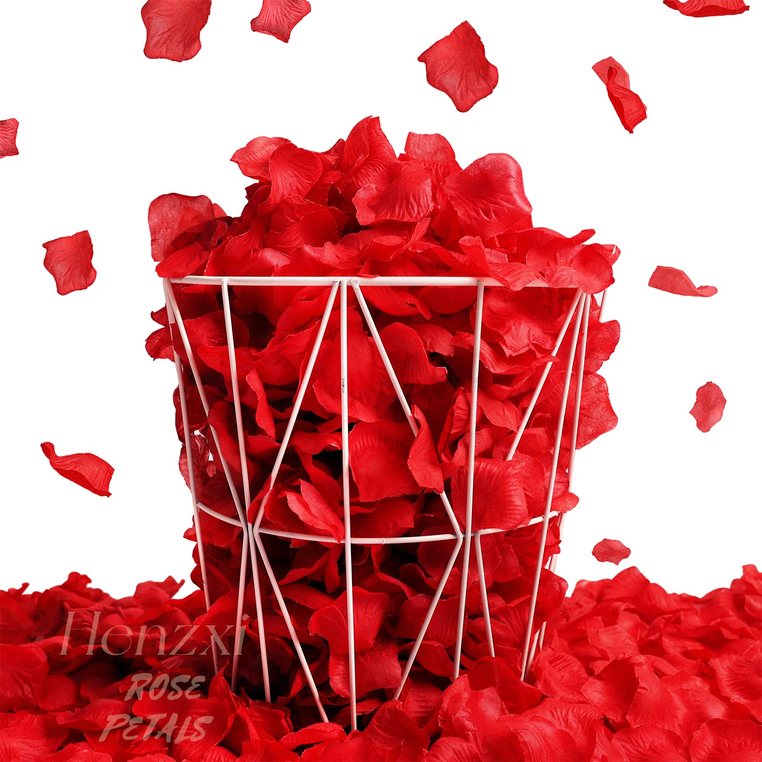 1000 Pcs Red Artificial Rose Petals - Premium Silk Flower Petals for Wedding Decor, Romantic Night, Valentine's Day, Party & Event Decoration - Perfect for Aisle Scattering, Table Centerpieces & Photo Backdrops (Red, 1000 Count)