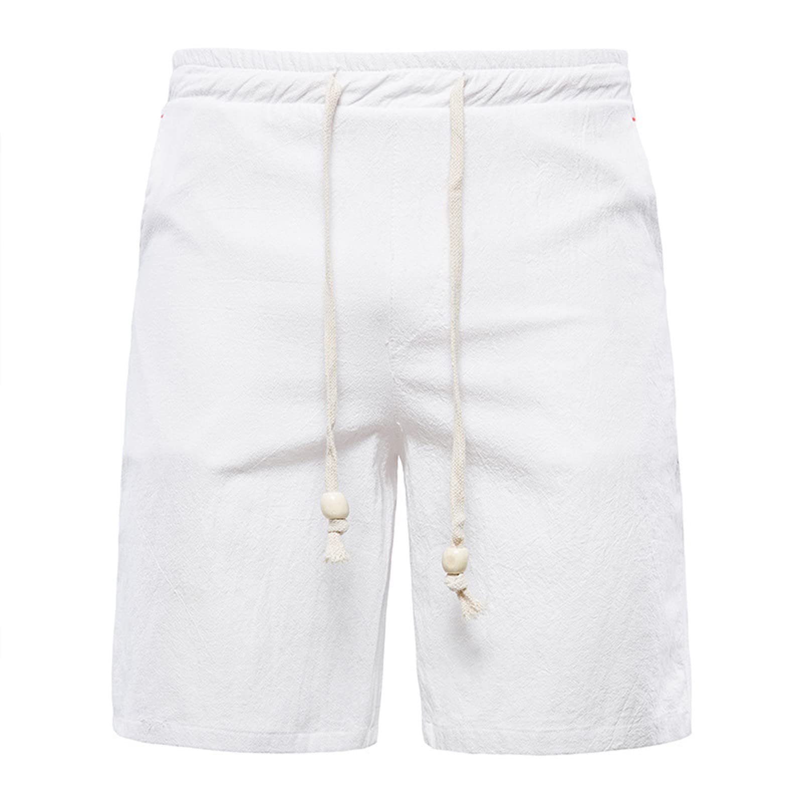 Men's Cotton Linen Shorts - Summer Casual Drawstring Elastic Waist Workout Shorts with Pockets | Breathable & Comfortable for Outdoor Activities, Gym, Travel & Beach