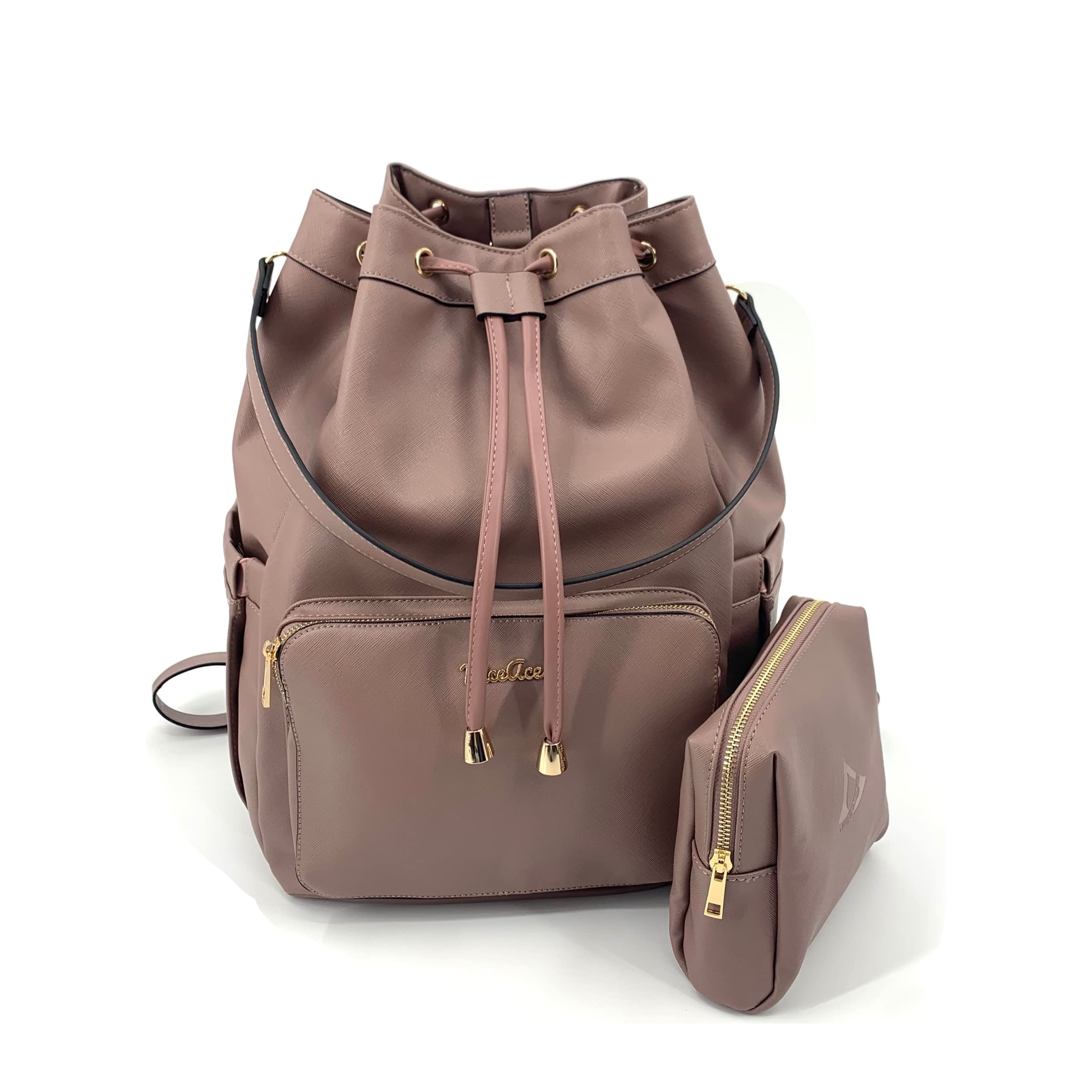DARA Designer Tennis & Pickleball Bag - Premium Saffiano Vegan Leather with Interior Racquet & Paddle Pockets - Includes Small Clutch & Convertible Shoulder Bag/Backpack - Perfect for Court, Gym & Travel
