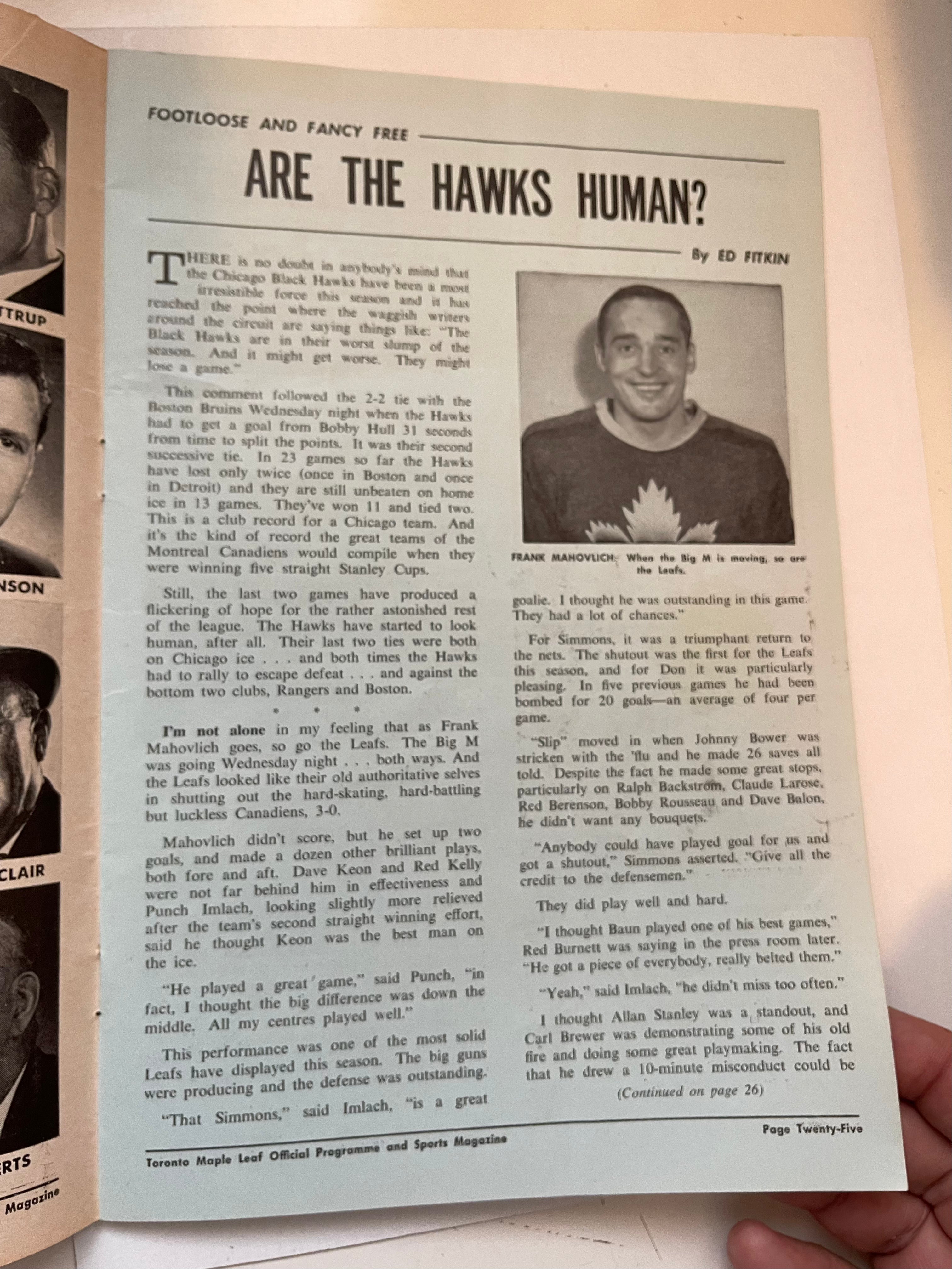 Vintage 1963 Maple Leaf Gardens Hockey Program - Toronto Maple Leafs vs Chicago Black Hawks - December 1963 NHL Collectible - Perfect for Hockey Memorabilia Displays & Sports History Collections