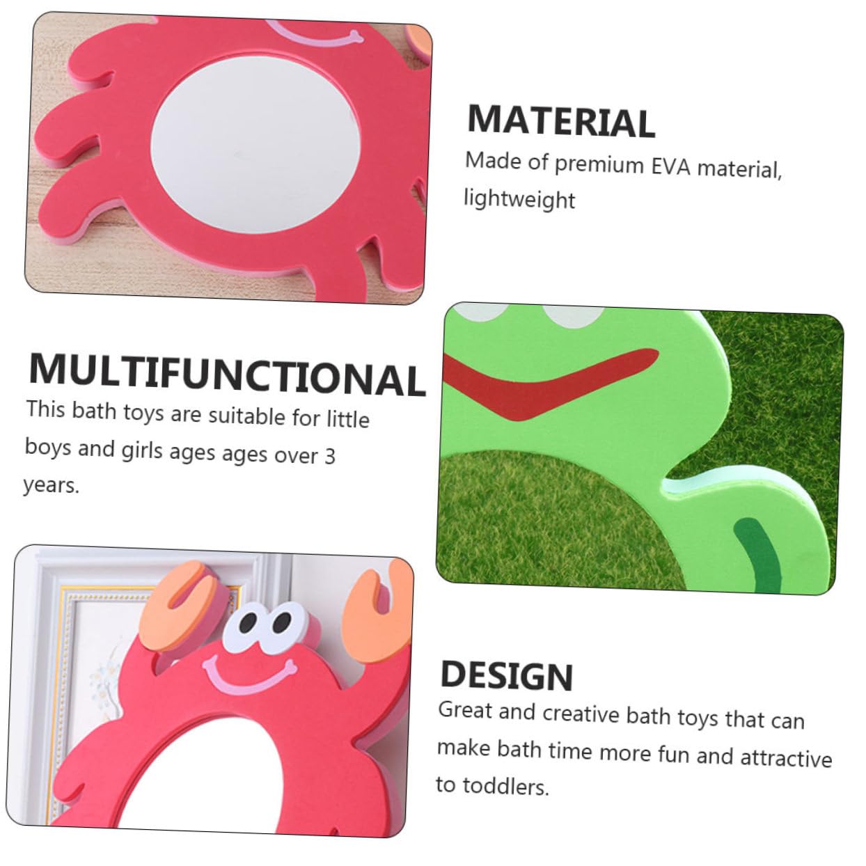 HEMOTON 16-Piece EVA Cartoon Mirror Bath Toys Set - Waterproof Shower Game Toys for Kids (Red) | Fun Bathtime Learning & Sensory Play for Toddlers