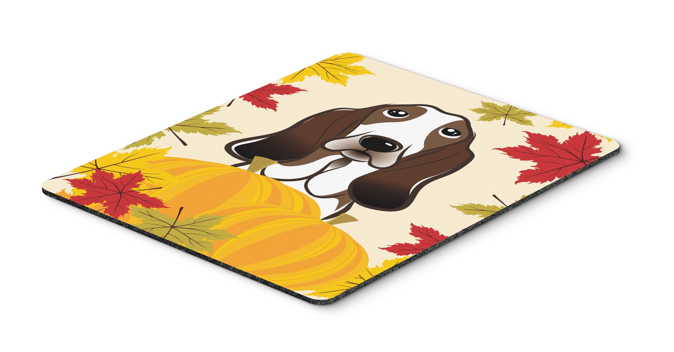 Caroline's Treasures BB2049MP Basset Hound Thanksgiving Mouse Pad - Non-Slip Large Desk Mat for Home Office, Gaming & Computer Work | Washable Hot Pad & Trivet for Kitchen Use | Cute Dog-Themed Gift for Pet Lovers
