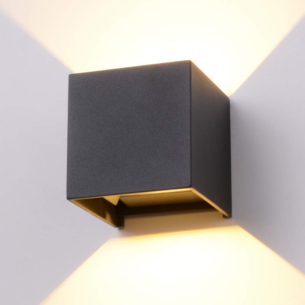 LED Cube Up and Down Wall Lights - 12W 3000K Waterproof Aluminum Outdoor Lighting Fixture for Patio, Garden, and Facade Illumination