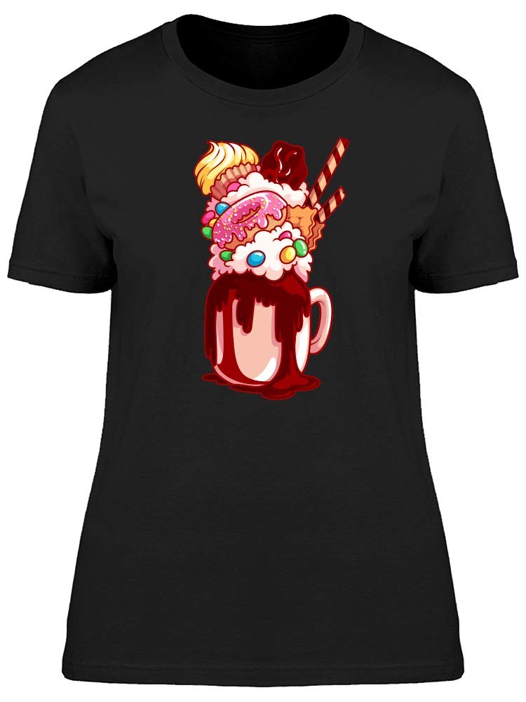 Smartprints Giant Candy Milkshake Graphic T-Shirt for Women - Soft Cotton Casual Tee for Summer, Parties & Streetwear Fashion
