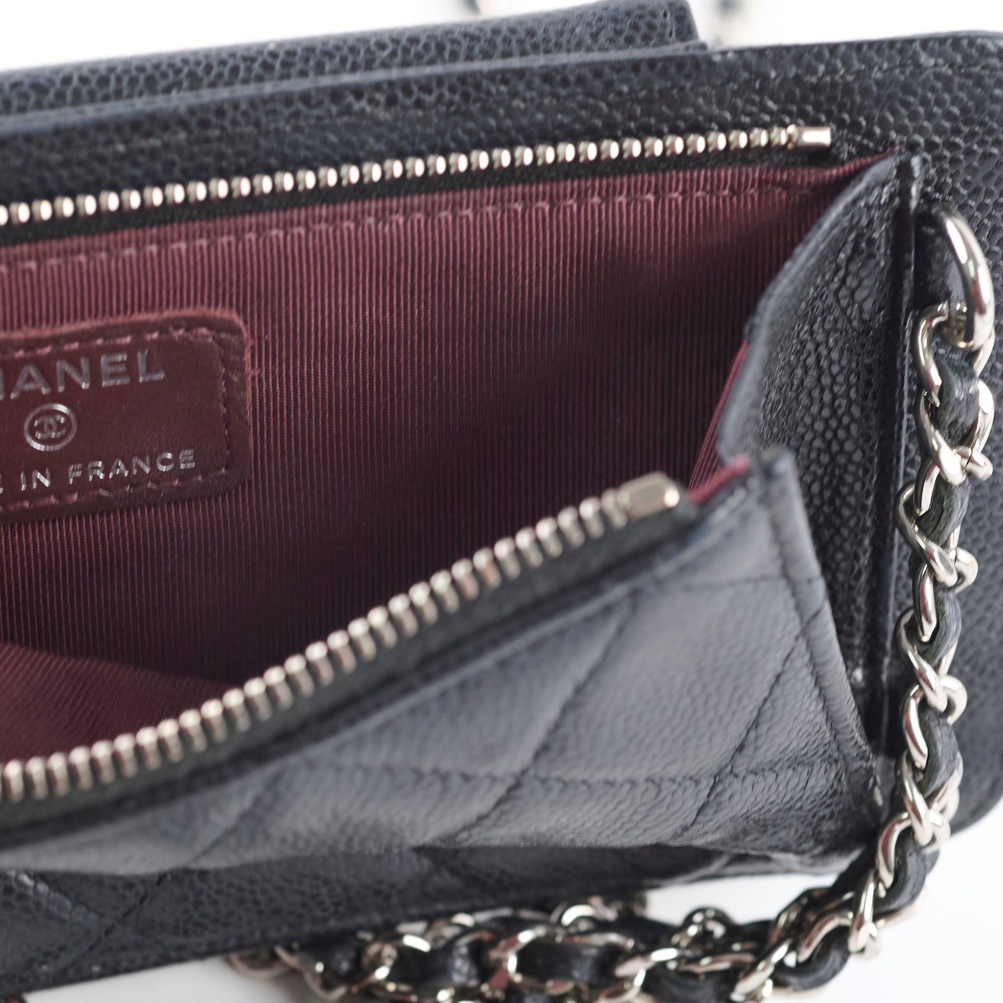 Chanel Phone Pouch Bag - Black Caviar Leather with Silver Hardware | Luxury Crossbody for iPhone | Perfect for Evening Out & Daily Use