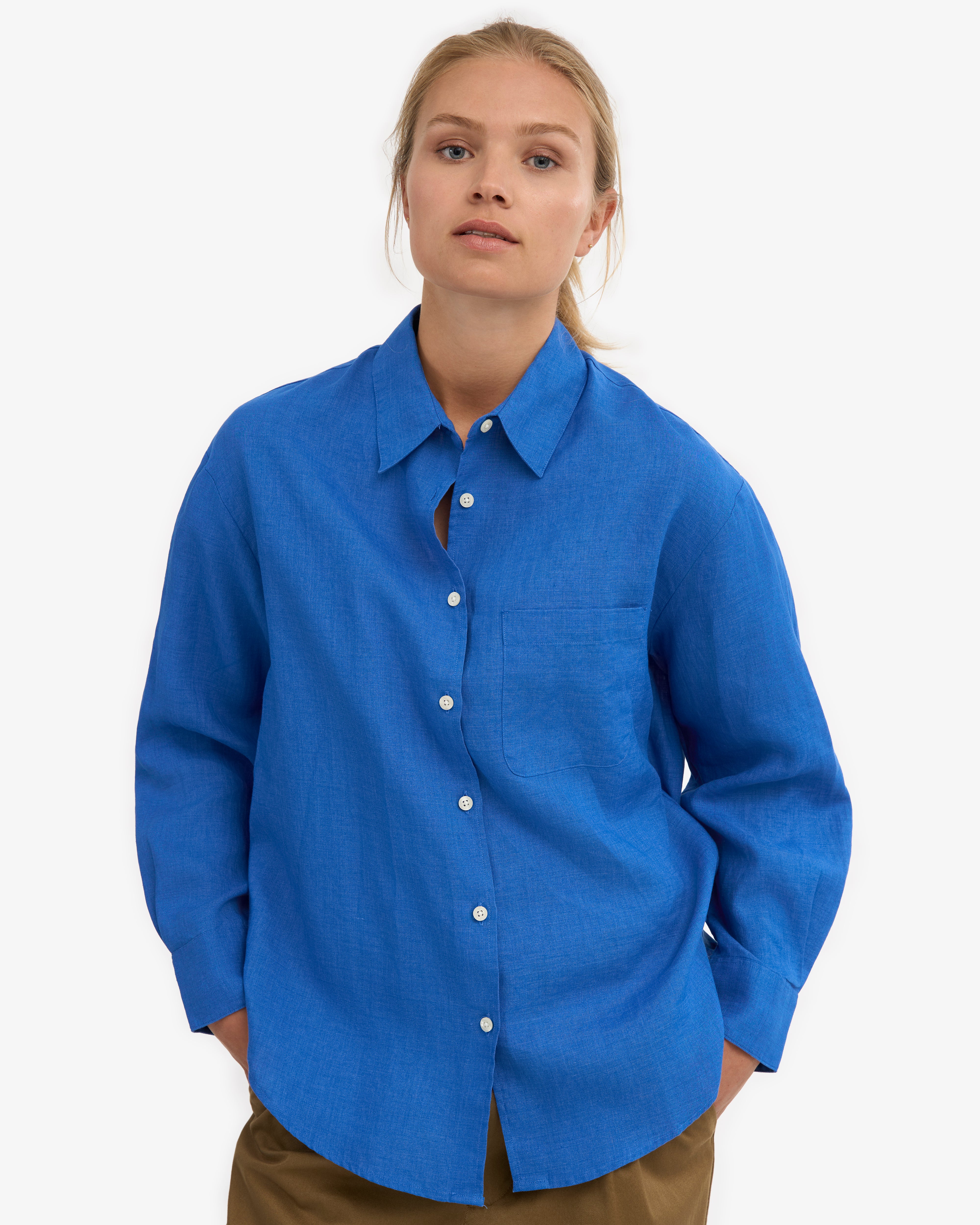 Premium Linen Oversized Shirt for Women - Soft & Breathable Pacific Blue Tunic Top - Perfect for Beach Cover-Up, Summer Outfits & Casual Wear