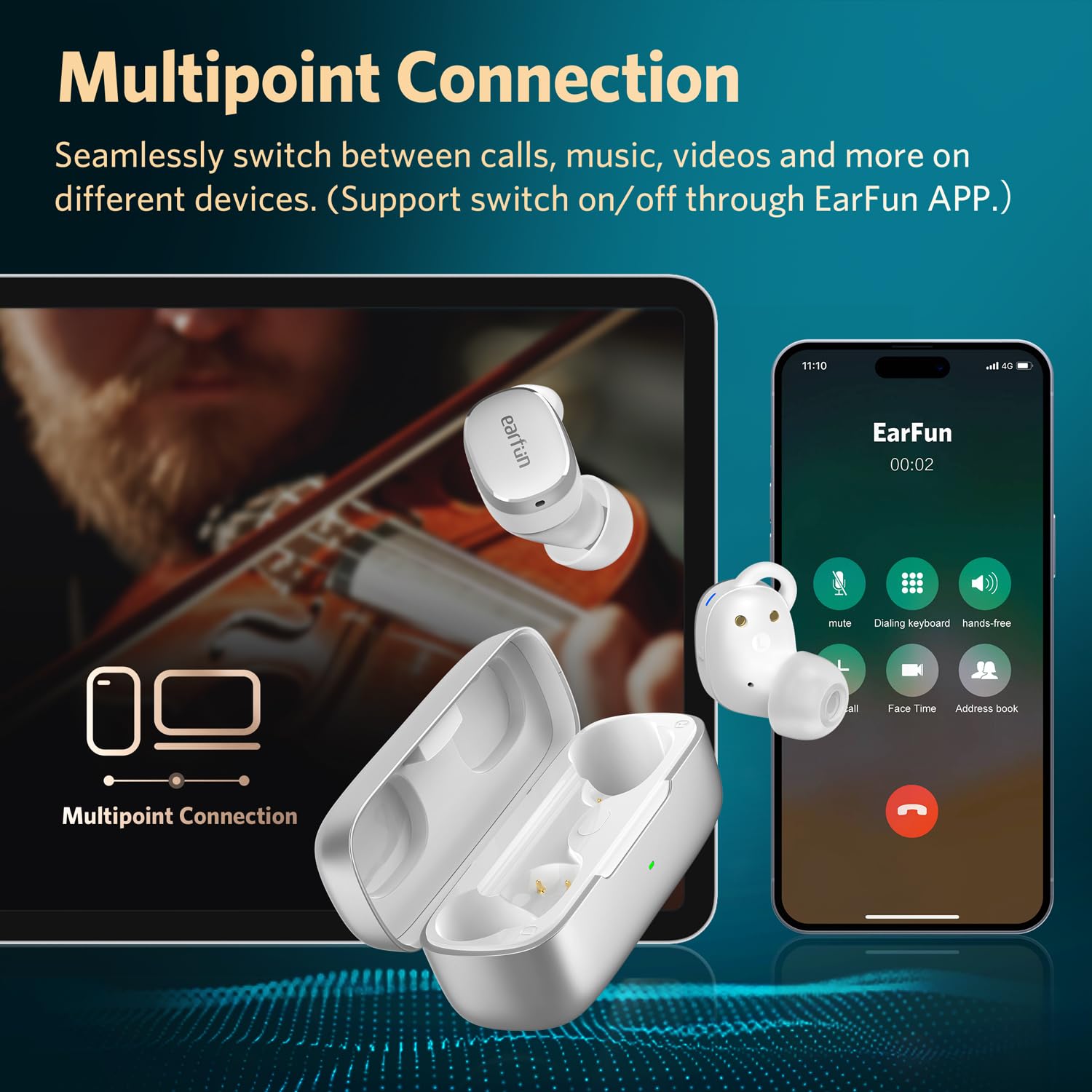 EarFun Free Pro 3 ANC Earbuds with Snapdragon Sound, aptX Adaptive & 6 Mics for Workout & Travel