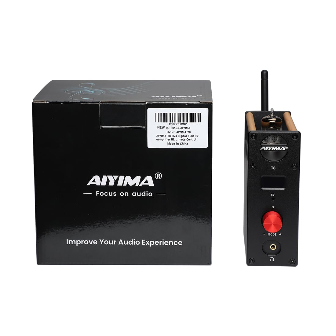 AIYIMA T8 6N3 Tube Preamplifier with Bluetooth 5.0, Hi-Fi Headphone Amp, USB DAC, APTX HD - Wireless Audio Receiver for Home Stereo System, PC & Turntable (Includes Remote Control) - Perfect for Vinyl Enthusiasts & Audiophiles