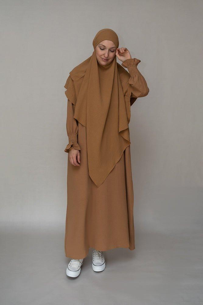 One Layer Khimar in Brown - Modest Muslim Prayer Scarf for Women - Perfect for Daily Wear, Prayer & Special Occasions