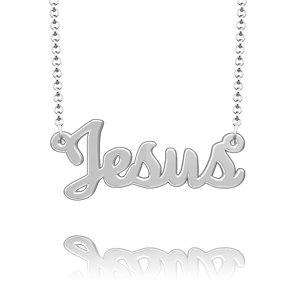 LoEnMe Sterling Silver Jesus Necklace with Celtic Charm - Personalized Name Pendant for Women & Men - Perfect for Gifts, Baptism, Weddings & Daily Wear