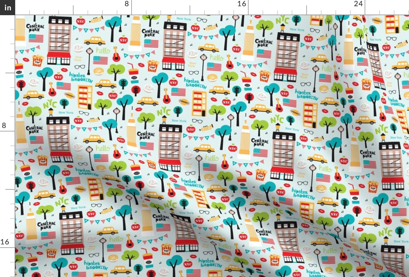 City Colorful Illustration Retro Printed Minky Fabric Fat Quarter - Soft Plush Fabric for Sewing Baby Blankets, Quilt Backing & DIY Plush Toys - Perfect for Nursery Decor & Handmade Gifts