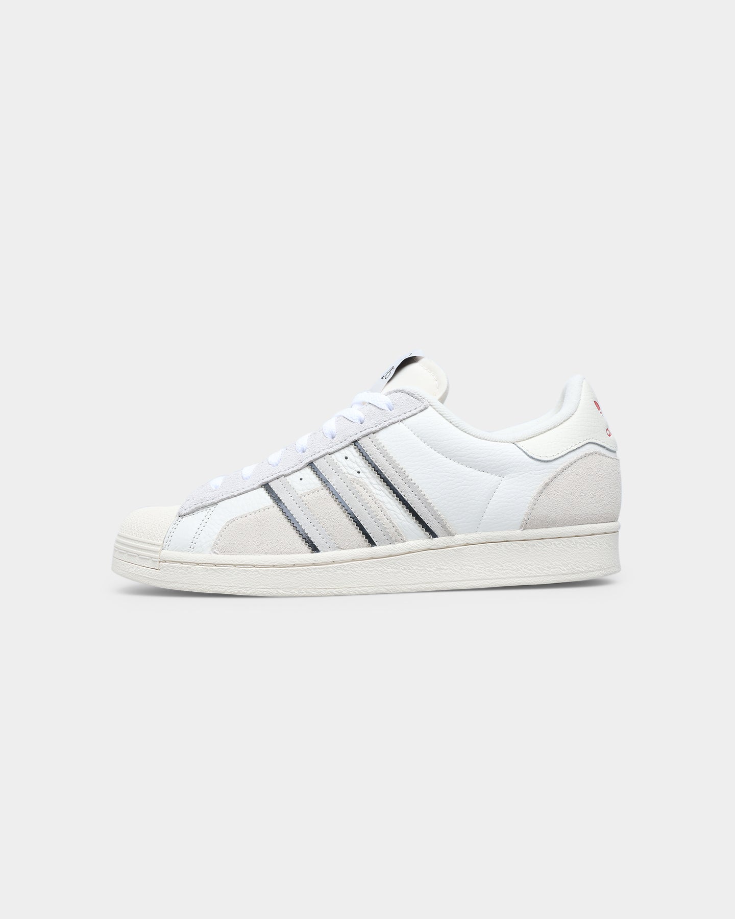 Adidas Superstar Sneakers - Cloud White, Aluminium & Vivid Red Colorway | Classic Casual Shoes for Men & Women | Perfect for Streetwear, Everyday Wear & Gym