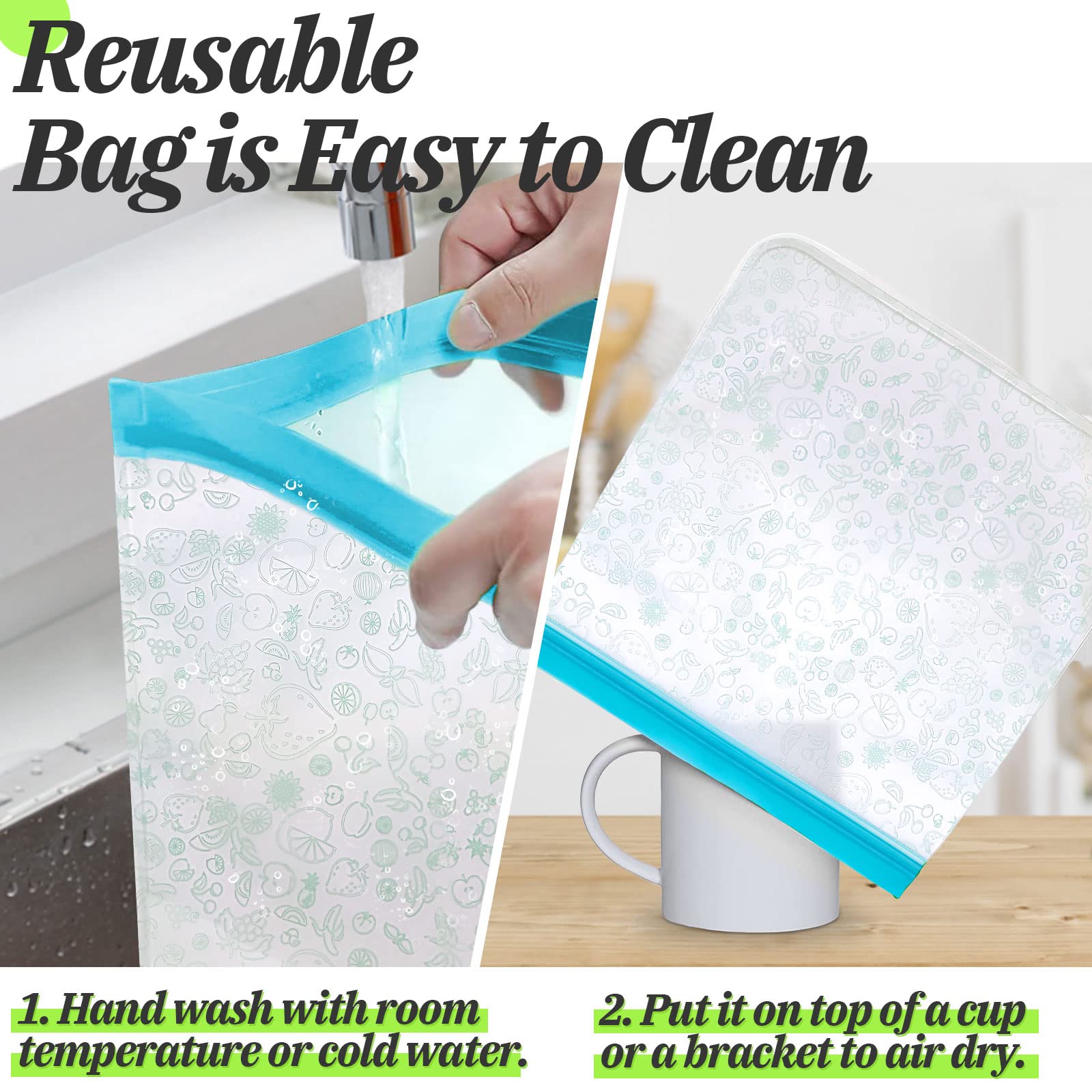 Eco-Friendly Reusable Silicone Food Storage Bags - Leakproof Freezer & Snack Bags for Kids, Travel & Home (2 Gallon, 2 Sandwich, 2 Snack Bags) | BPA Free | Perfect for Meal Prep, Picnics & School Lunches