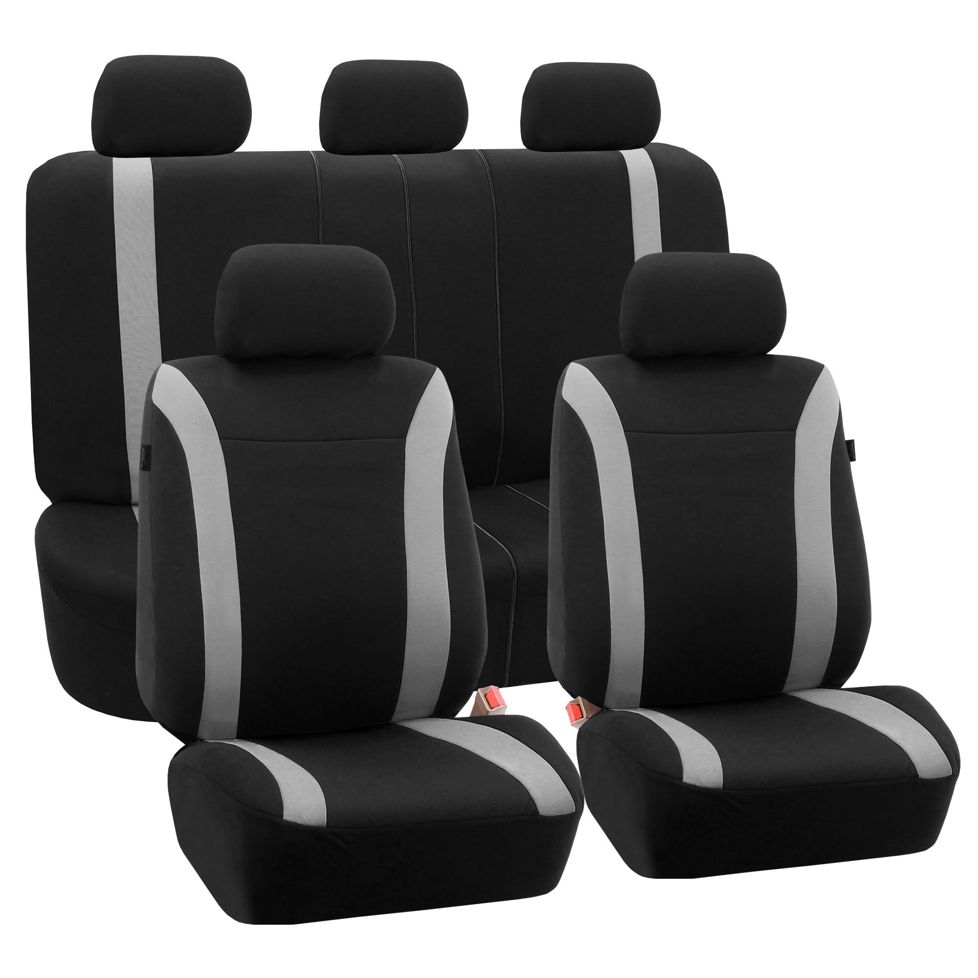 TLH Automotive Universal Fit Seat Covers Full Set - Gray Cosmopolitan Car Seat Covers with Airbag Compatibility & Split Rear Design | Premium Interior Accessories for Cars, Trucks, Vans & SUVs | Perfect for Road Trips, Daily Commutes & Family Protection