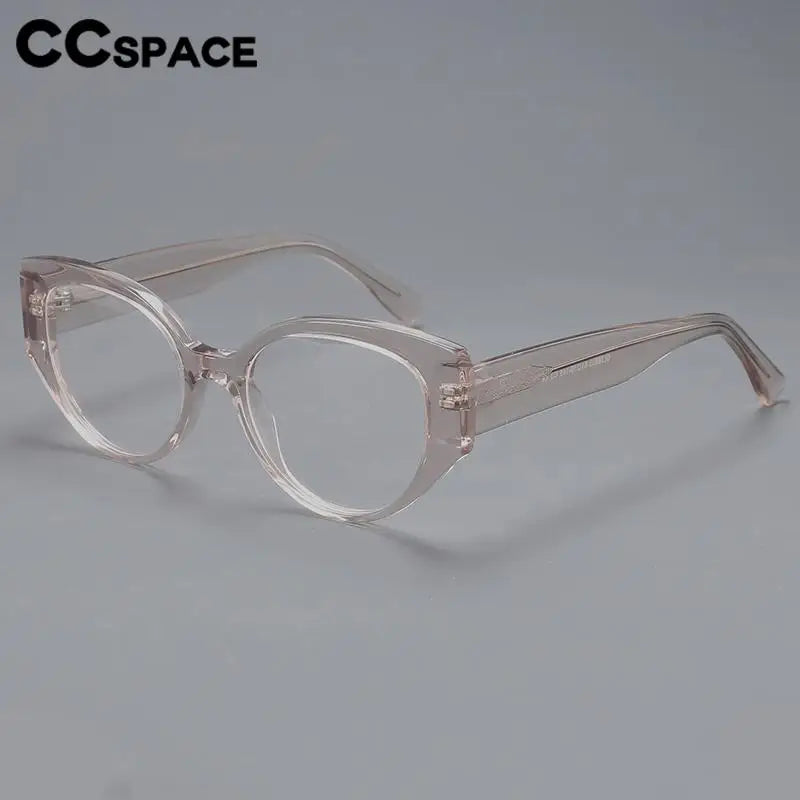 CCspace Unisex Full Rim Cat Eye Acetate Titanium Eyeglasses Frame 57203 - Stylish Lightweight Glasses for Men & Women - Perfect for Work, Reading, and Fashion Accessories