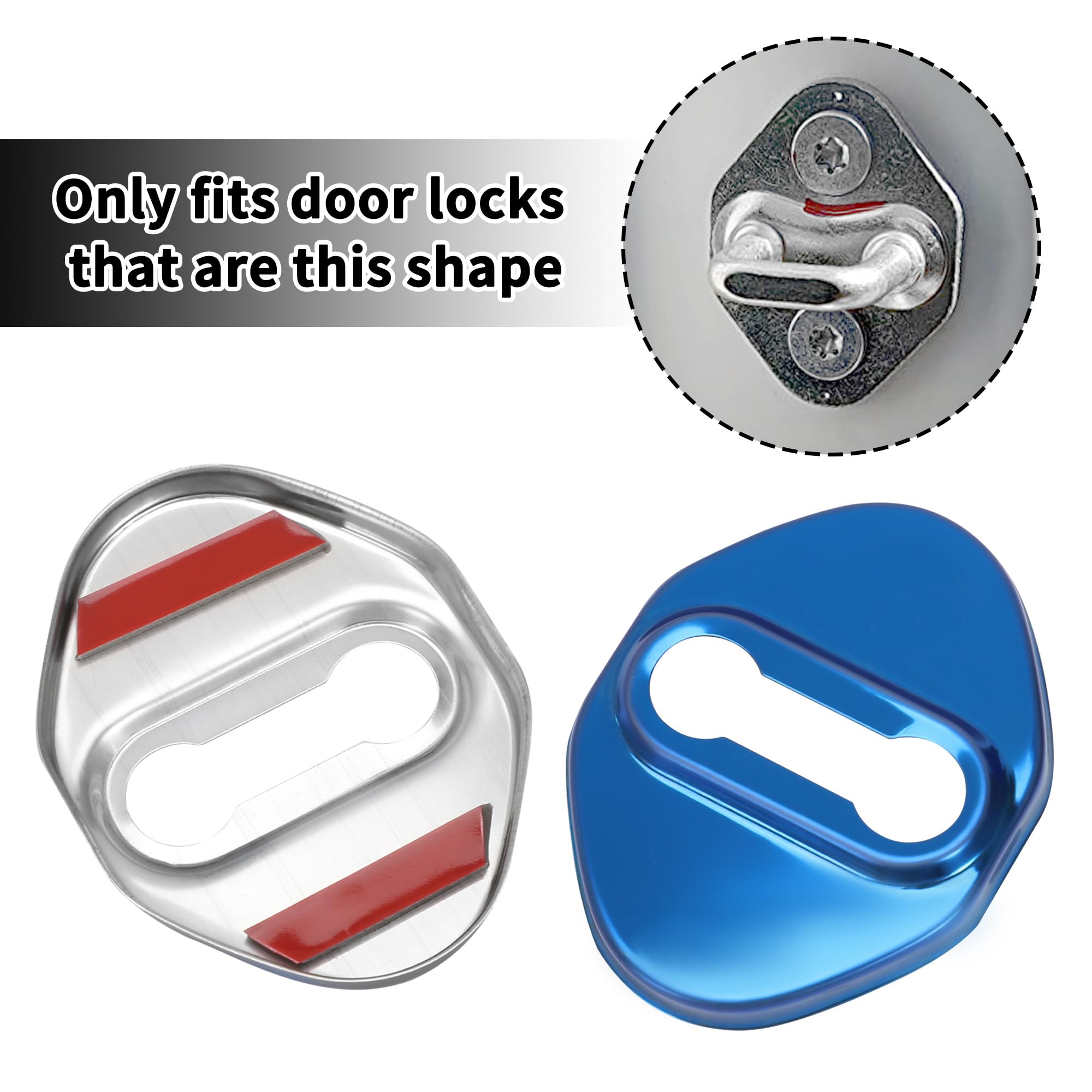 TOMALL 4pcs Stainless Steel Car Door Lock Latches Cover Protector - Compatible with Honda Accord, Civic, CR-V, XR-V, HR-V, UR-V, Odyssey, Crosstour, Pilot, Vezel - Sports Style Accessories (Blue) - Prevent Rust & Theft for Enhanced Vehicle Security
