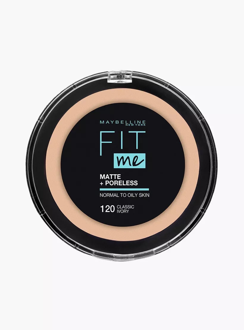 Maybelline New York Fit Me Matte + Poreless Powder, Oil-Free Face Makeup, 120 Classic Ivory - Perfect for Oily Skin & All-Day Shine Control | Great for Work, Date Night & Everyday Wear