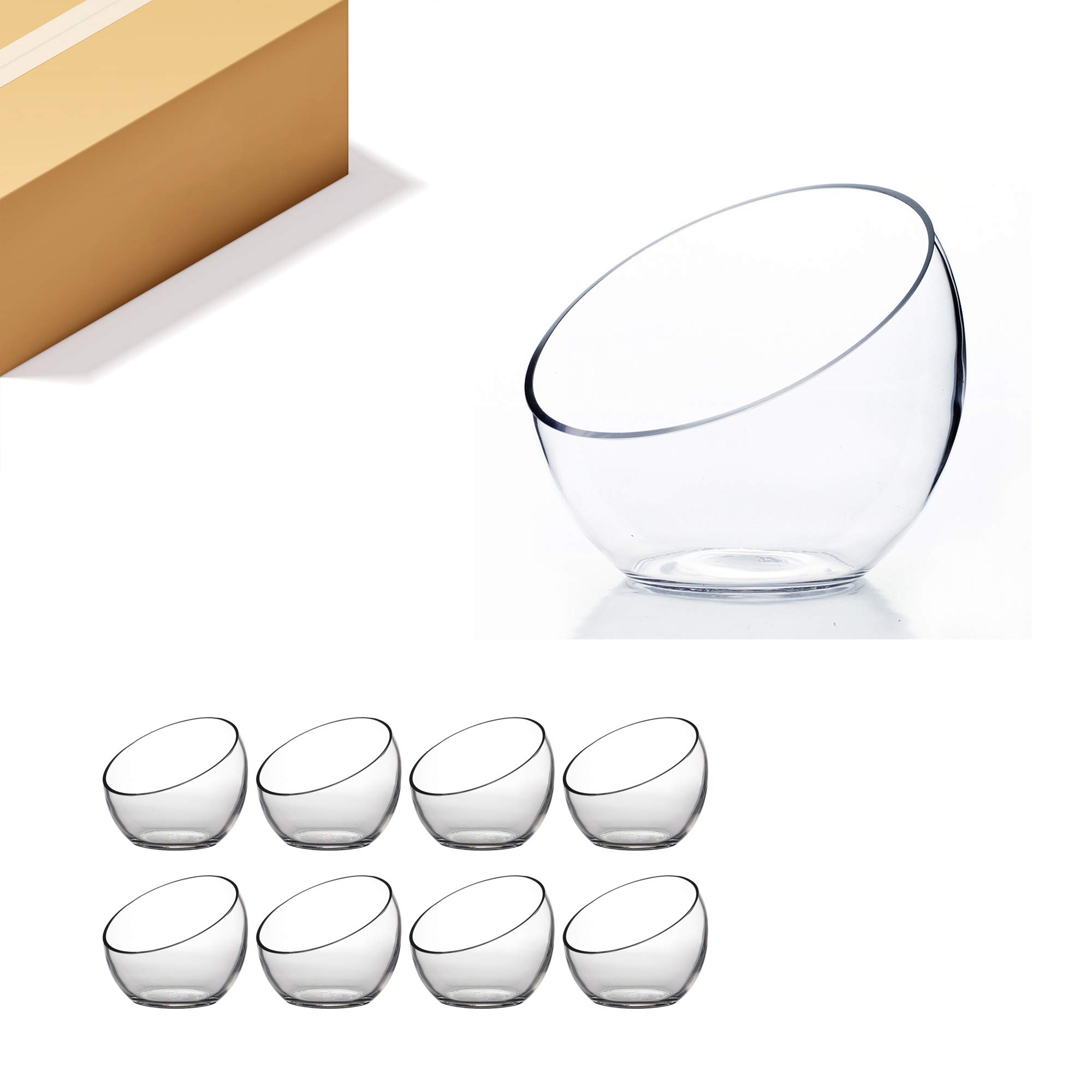 8 Pack Clear Glass Slant Cut Bowl Vase - 7