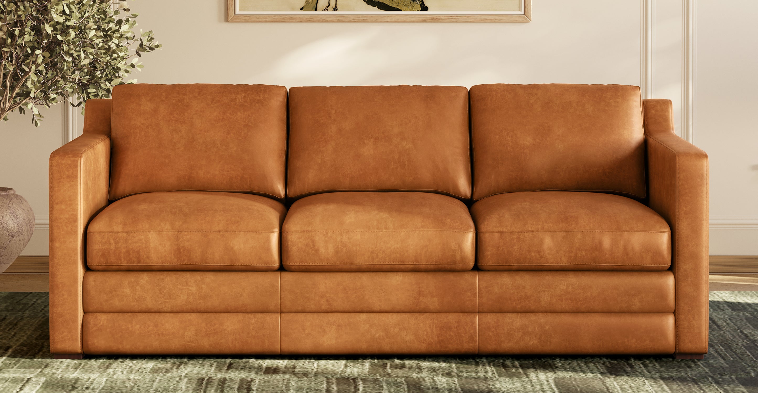 Sorrento Leather Convertible Sleeper Sofa with Pull-Out Bed - Modern Sectional Couch for Small Spaces, Living Room & Guest Room