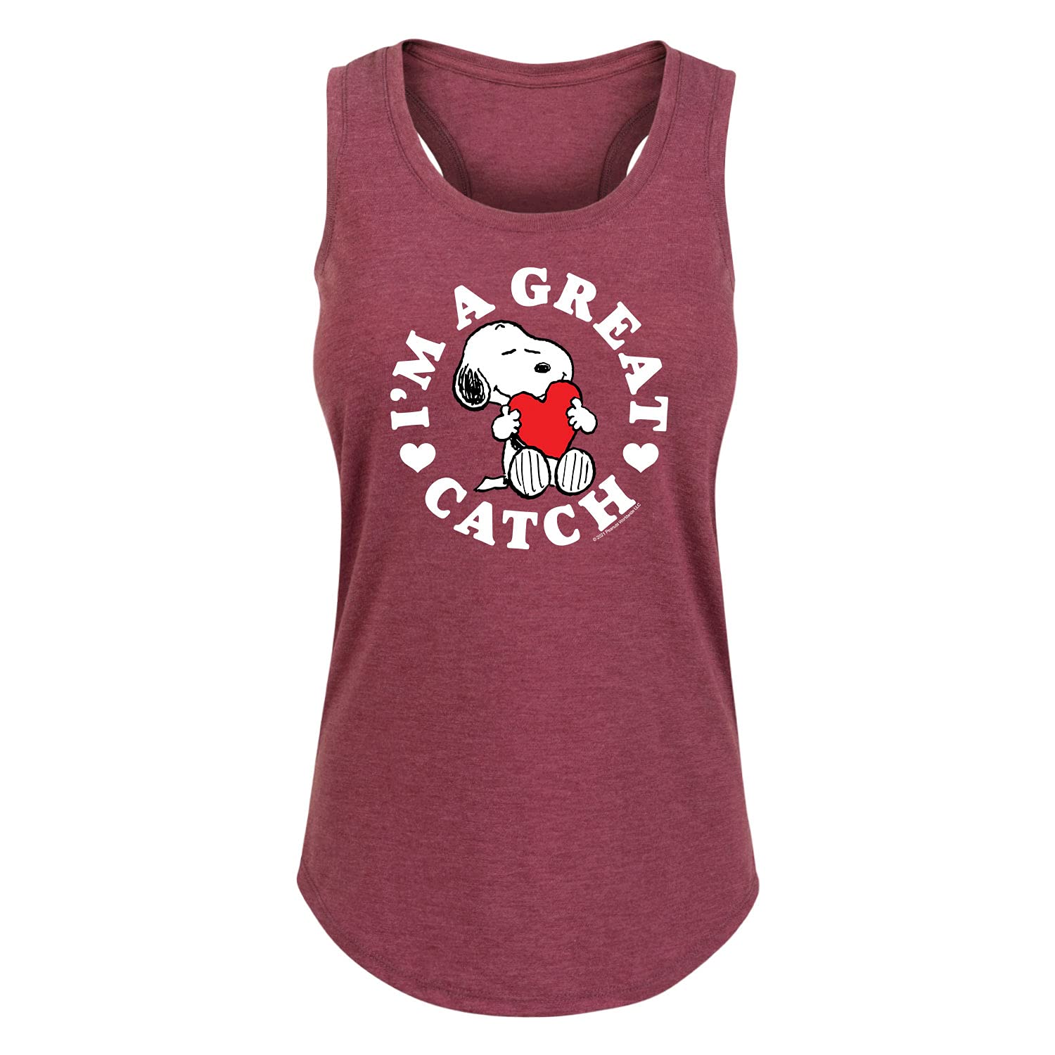 HYBRID APPAREL Peanuts Great Catch Women's Racerback Tank Top - Snoopy & Charlie Brown Graphic Tee - Comfortable Summer Workout & Casual Wear