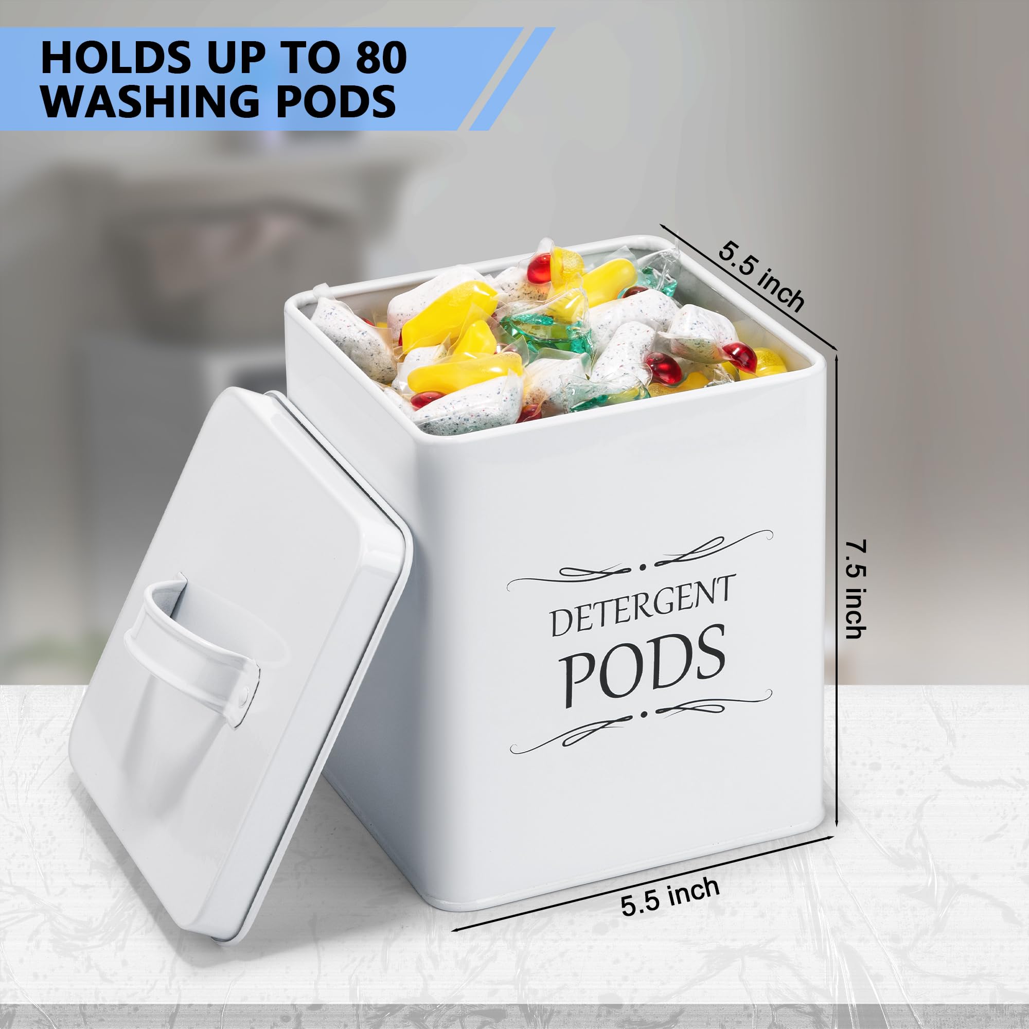 Meraki Home 2-Pack Laundry Detergent Container Set with Scoop - Storage Organizer for Detergent Sheets & Pods - Glossy White Laundry Room Organization - Perfect for Small Spaces & Apartment Living
