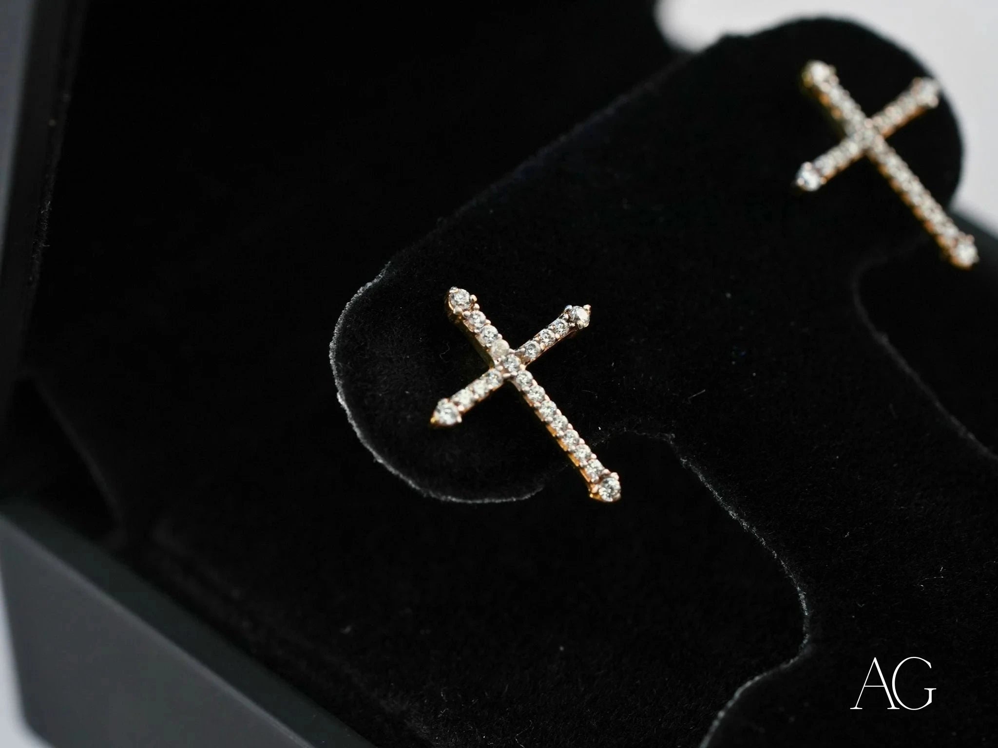 18K Gold Cross CZ Stud Earrings for Women - Sparkling Cubic Zirconia Religious Jewelry - Perfect for Church, Weddings & Everyday Wear
