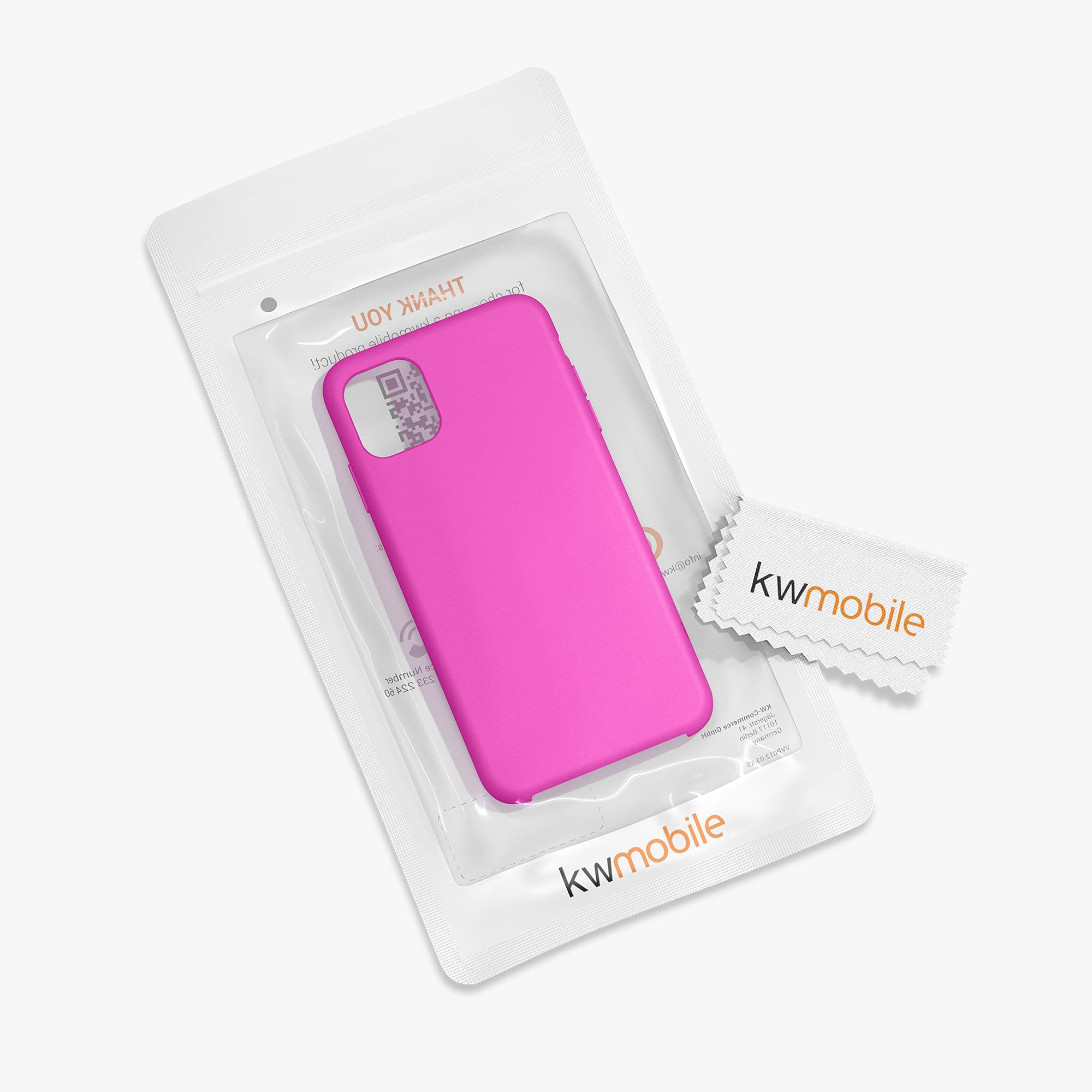 kwmobile Shockproof TPU Silicone Case for Apple iPhone 11 - Soft Matte Finish Protective Phone Cover in Magenta - Perfect for Everyday Use, Work & Travel