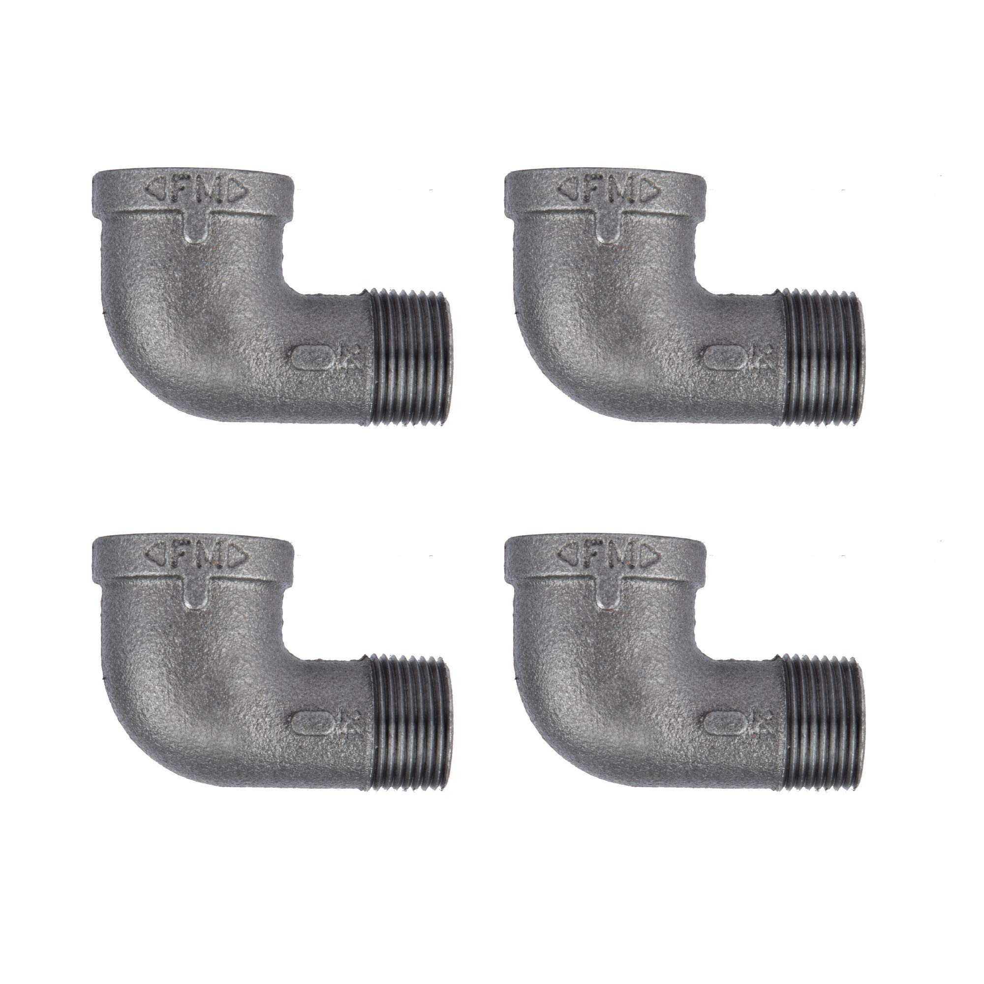 1 in. Black Malleable Iron 90 Degree Street Elbow - 4 Pack for DIY Pipe Furniture, Plumbing Projects | Perfect for Industrial Decor, Pipe Shelving & Home Improvement