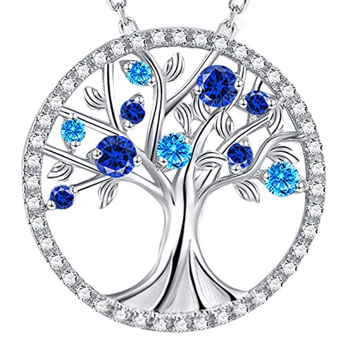B March Birthstone - Aquamarine & Sapphire Necklace