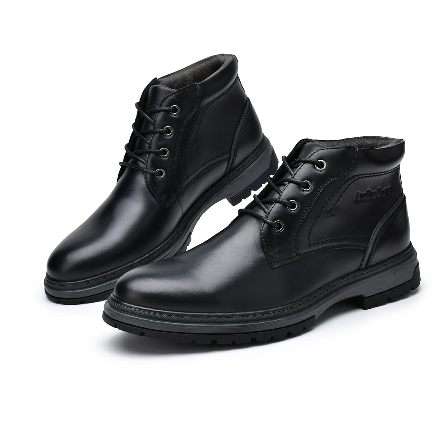 Men's Casual Ankle Boots - Motorcycle & Combat Style Black Leather Boots for Everyday Wear, Outdoor Adventures & Urban Fashion