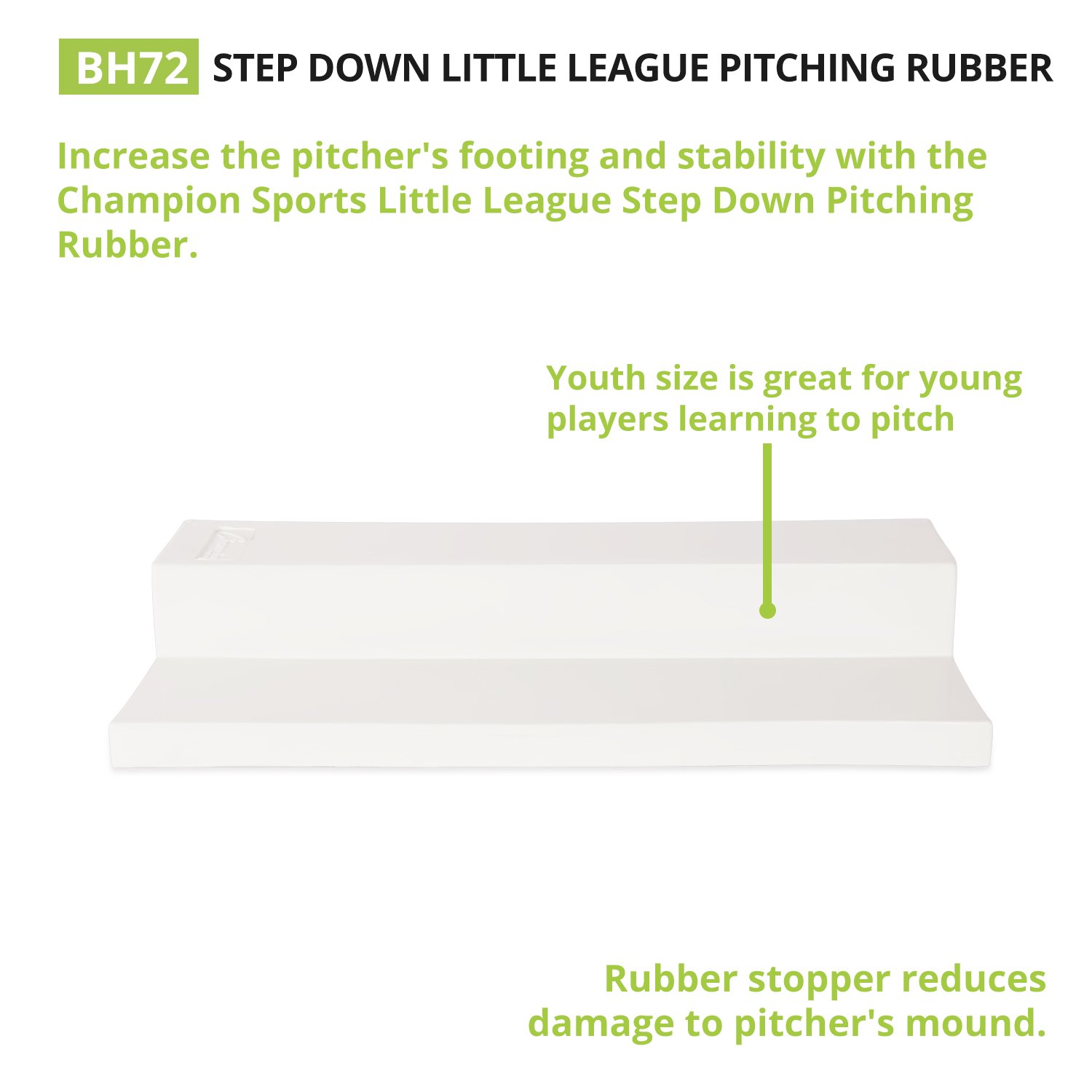 Champion Sports Pitching Rubber - Professional Baseball & Softball Training Equipment for Pitchers - Perfect for Practice, Games & Backyard Drills