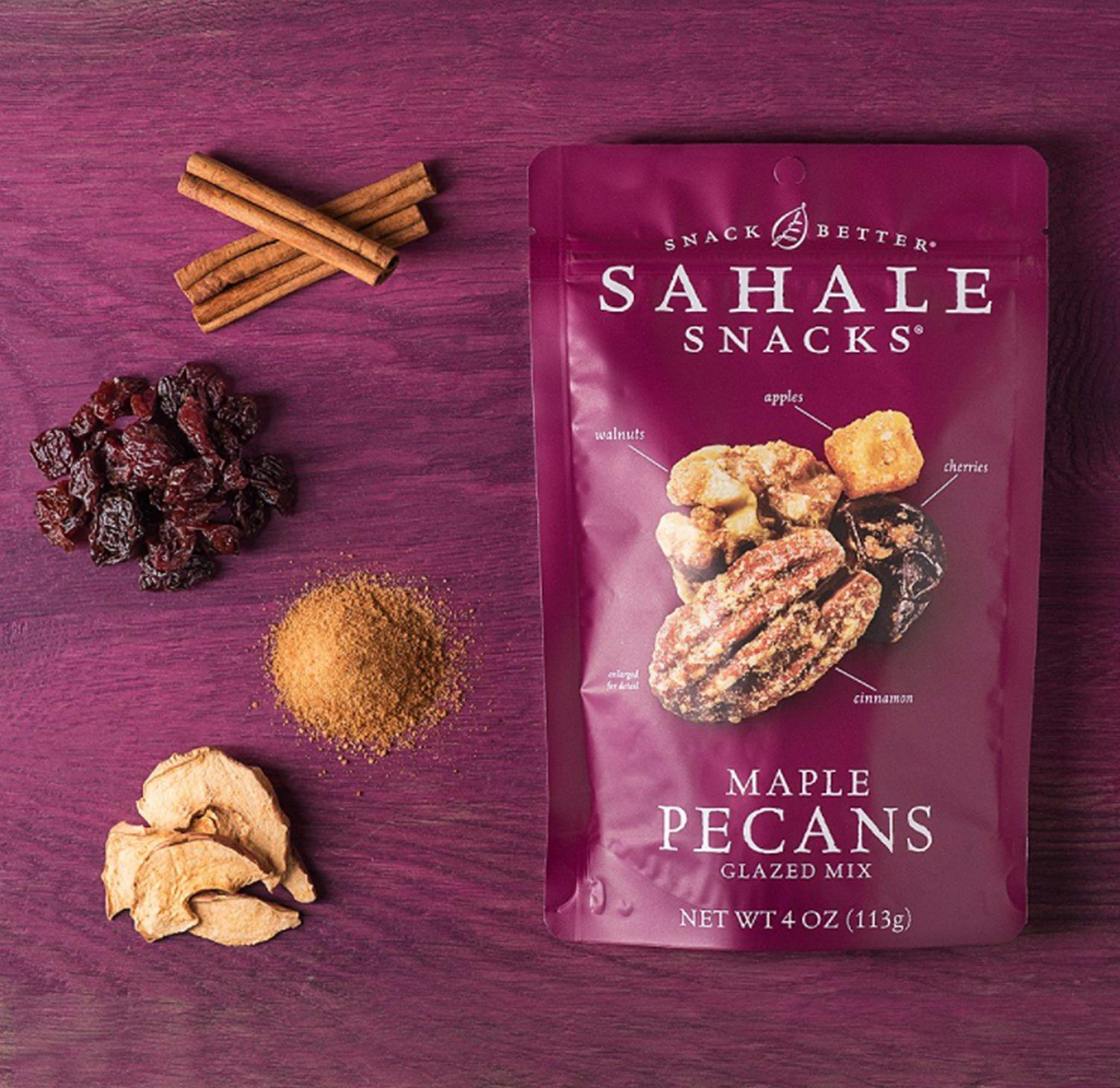 Sahale Snacks Maple Pecans Glazed Mix - 4 oz Pouches (6 Pack) | Dry-Roasted Deluxe Mixed Nuts with Cherries, Apples & Cinnamon | Non-GMO, Kosher, Gluten-Free Snacks | Perfect for Hiking, Office Snacks & Healthy On-the-Go Treats
