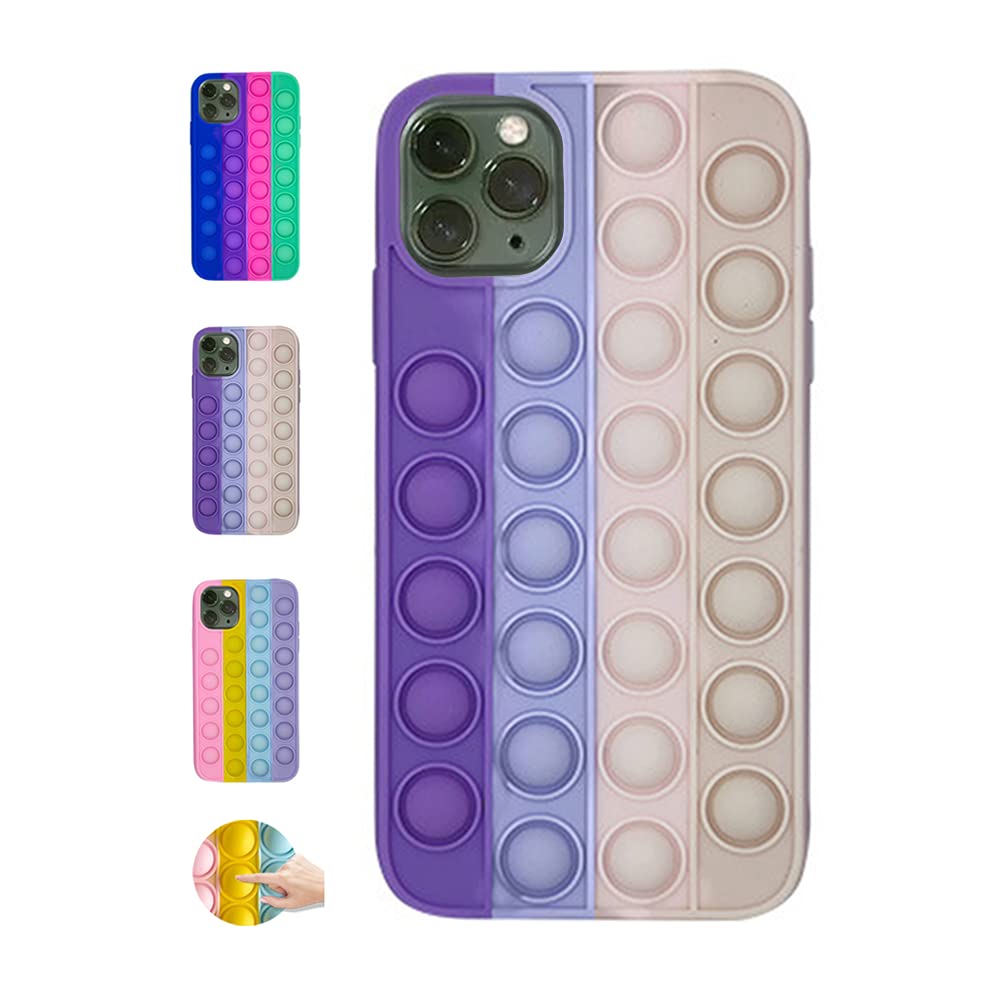 Anti-Anxiety Fidget Pop It Phone Case for iPhone X/XS/XS Max/XR/11/11 Pro/12/12 Pro/12 Pro Max - Push Bubble Sensory Toy to Relieve Stress & Autism - Protective Cover for Kids & Adults (Multicolor 2) - Perfect for Office, School & Travel Stress Relief
