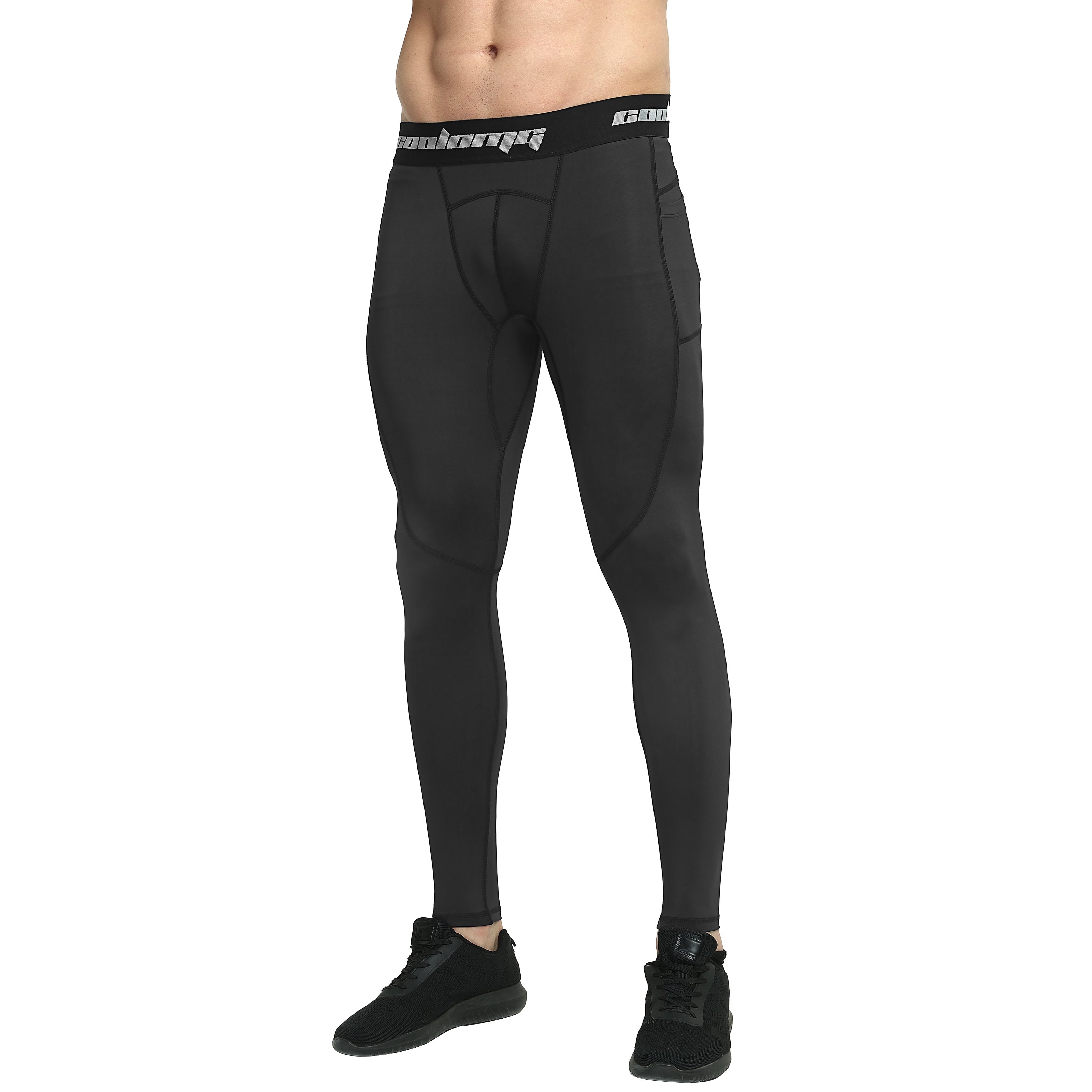 High Waist Long Leggings with Side Pockets - Black Yoga Pants for Women, Workout, Running & Lounge Wear
