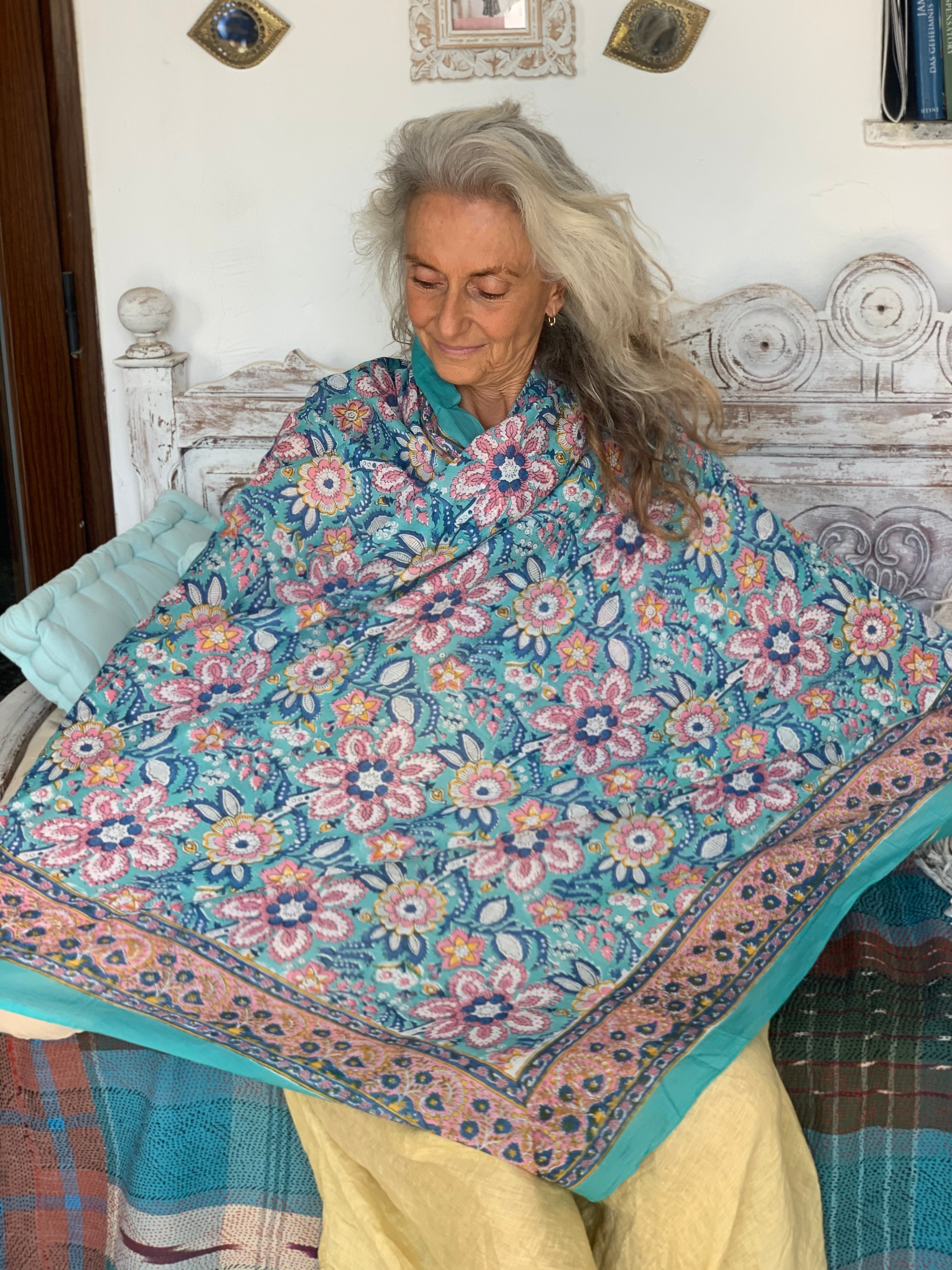 Handmade Block Printed Cotton Sarong - Boho Beach Pareo for Women, Summer Cover Up, Poolside Wrap, Travel Scarf & Yoga Skirt