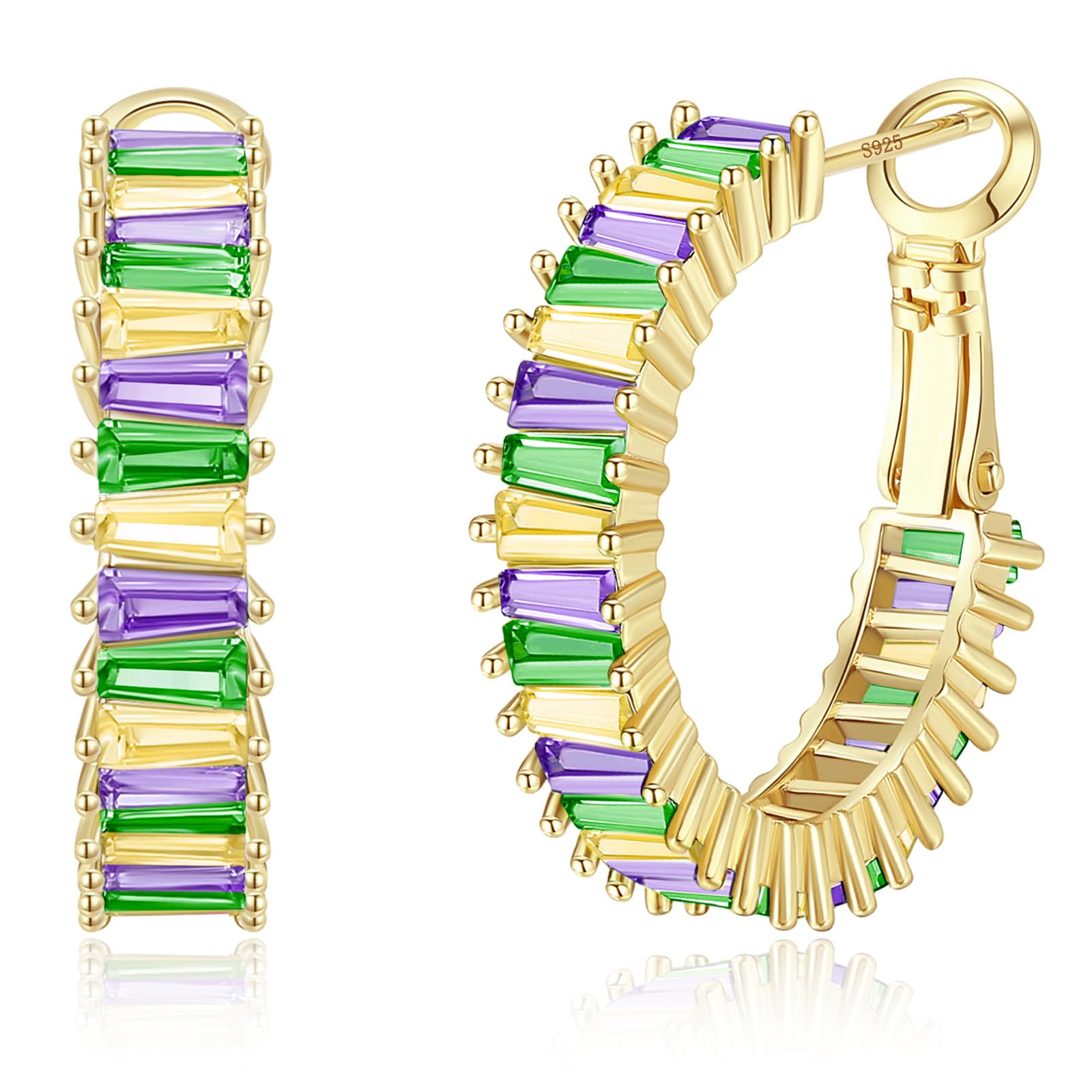Trendy 14K Gold Plated CZ Hoop Earrings for Women - Lightweight Chunky Silver Hoops, Hypoallergenic Jewelry | Perfect for Parties, Weddings & Everyday Wear