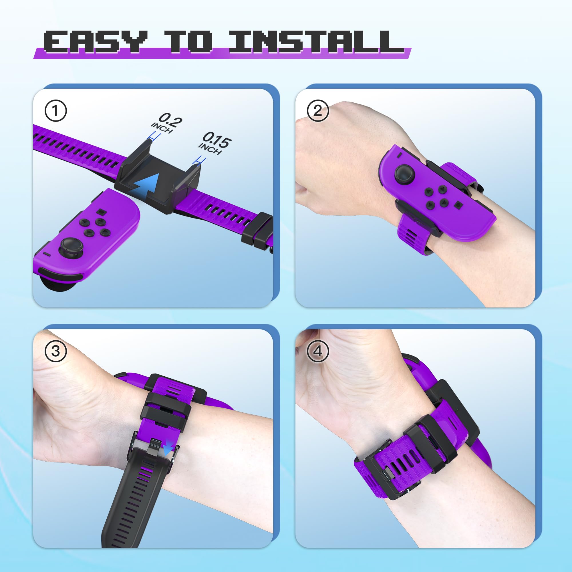 Narati Adjustable Silicone Wrist Straps for Nintendo Switch Joy Cons & OLED Model - 2 Pack Wrist Bands Compatible with Just Dance 2025, 2024, 2023, 2022, 2021 - Perfect for Kids & Adults Gaming Accessories | Ideal for Dance Games, Fitness Tracking & Motion Control Gaming